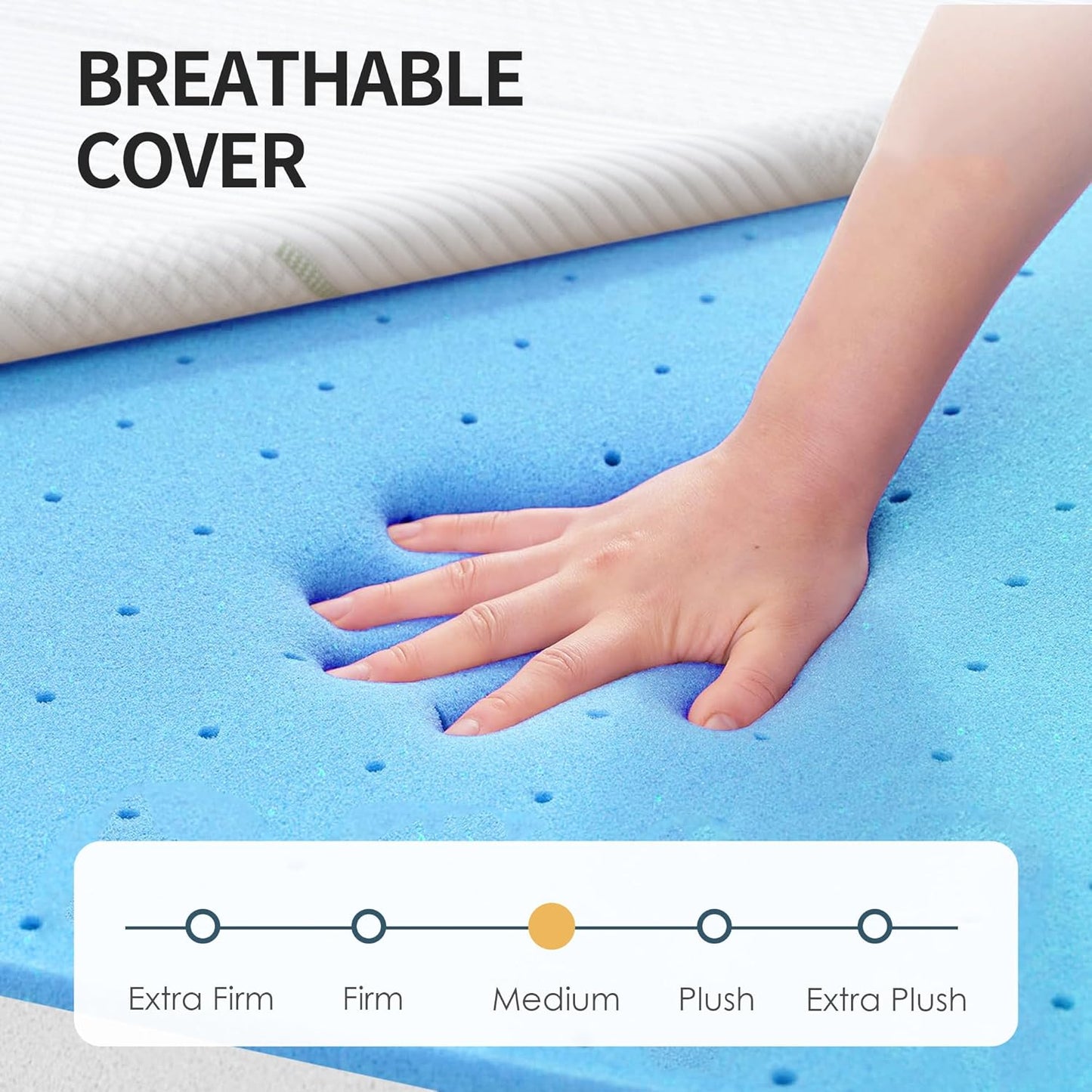 4 Inch Gel Memory Foam Sofa Mattress Cushion Queen Size - Breathable Washable Cover, Ergonomic Lumbar Support, Slip-Resistant Base for Couch, Chair