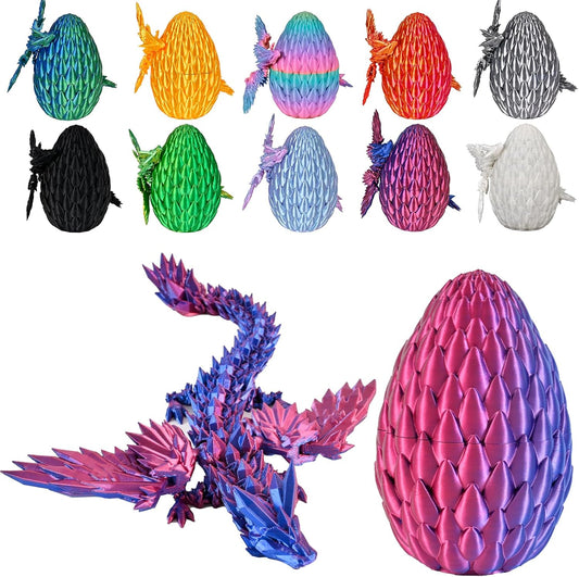 12inch Fly Dragon Egg, Year of The Dragon, 3D Printed Dragon, Executive Desk Toys, Articulated Dragon, Fidget Toys Gifts for Graduates Students Teachers Adults (Purple&Red)