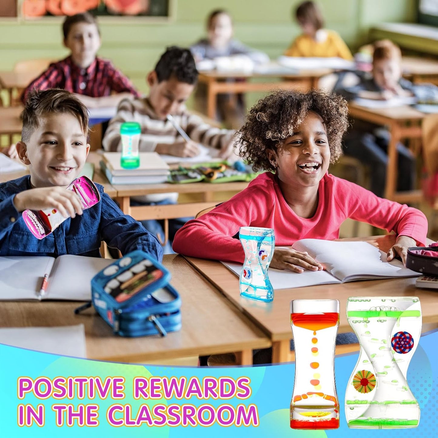 10 Pack Liquid Motion Bubbler Timer for Kids and Adults, 2 Types Calming Fidget Toy Colorful Hourglass Desk Decor Timer Oil Water Liquid for Adhd Anxiety Autism Sensory Play Classroom Prize