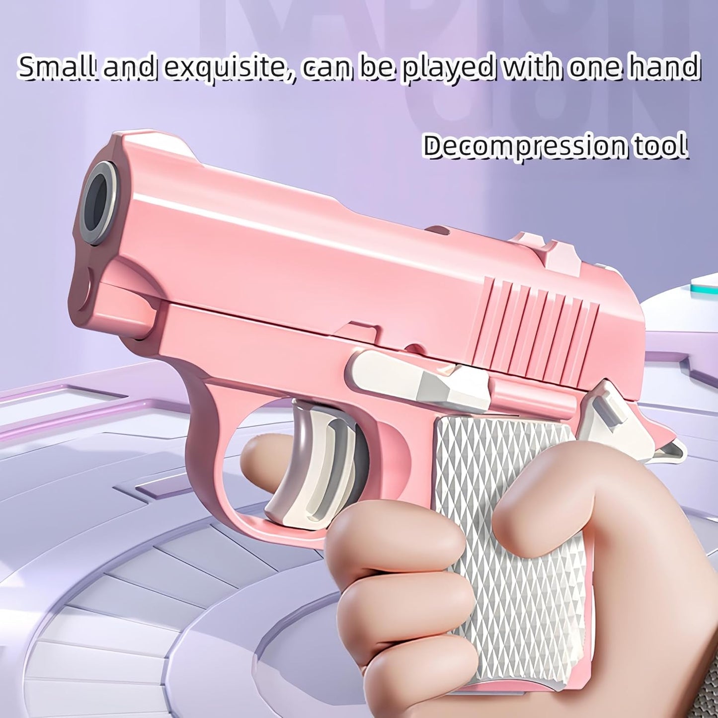 1911 3D Printed Small Pistol Toys,Suitable Toys for Adults and Kids, Stress Relief Pistol Toys for Adults, Suitable for Relieving ADHD, Anxiety, Best Gift for Adults and Kids (PinkWhite)