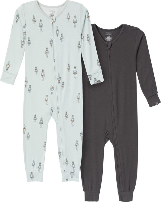 Modern Moments by Gerber Unisex Baby Viscose 2-Pack Footless Tight Fitting Pajamas