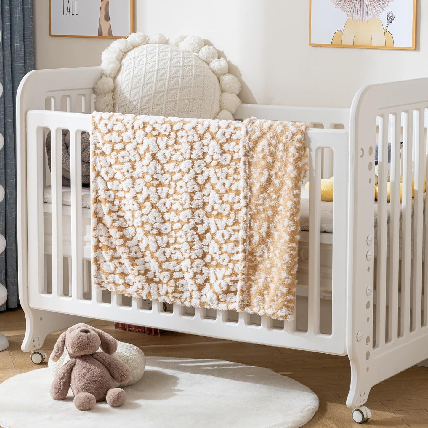 Fleece Baby Blanket for Boys 3D Leopard Print Design, Warm Cozy and Fluffy Infant Newborn Toddler Small Receiving Blankets for Crib Stroller, 30x40 Inches, Leopard Print