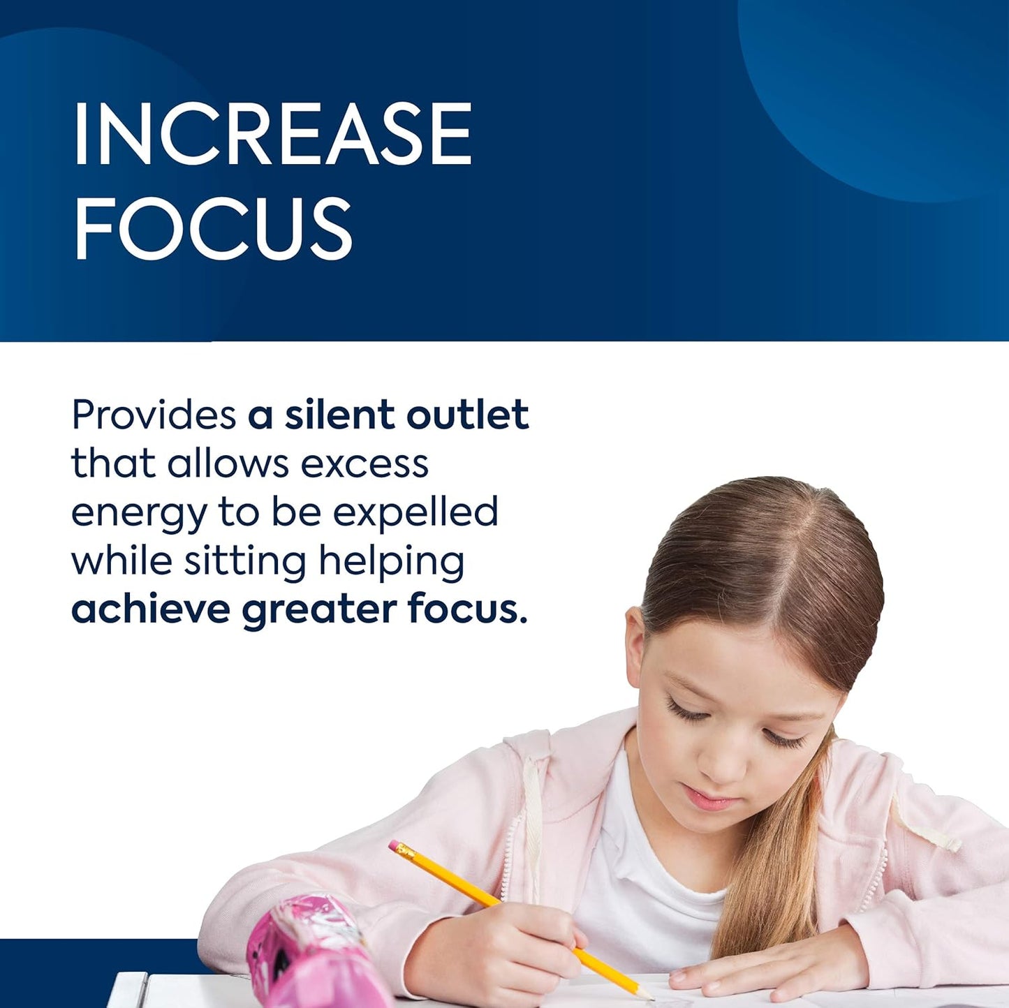 Bouncyband Wiggle Feet, Dark Blue, 1 Pack – Sensory Foot Cushion Quietly Facilitates Movement to Help Improve Concentration - 12” x 9” x 2.5” Sensory Tool, Ideal for The Classroom, Work, or at Home