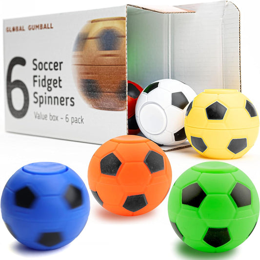 Entervending Fidget Spinners - 2 Inch Stress Balls in The Gift Box - 6 Pcs Soccer Party Favors for Kids - Mini Fidget Spinners - Classroom Prizes - Fidget Spinners for Kids for Kids