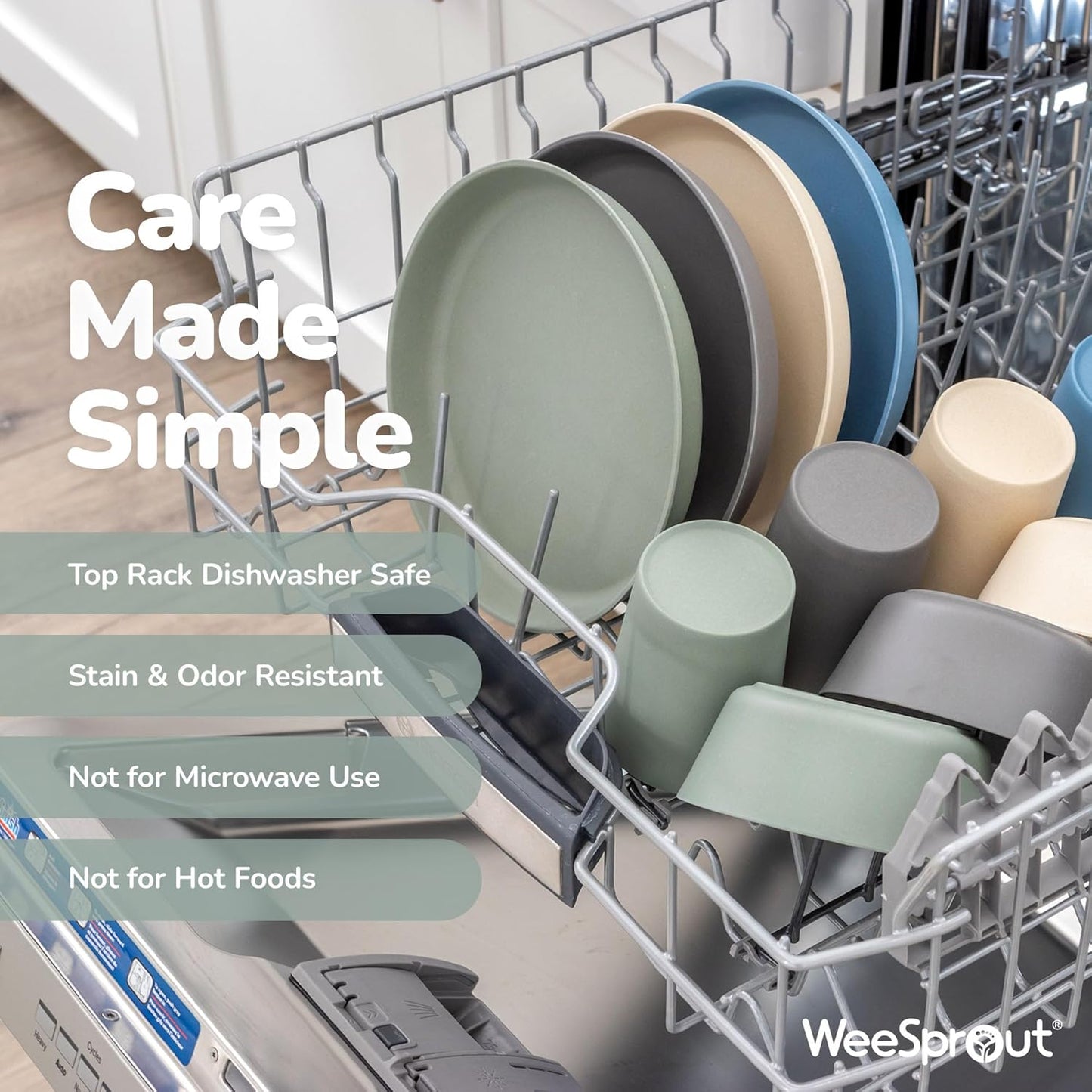 WeeSprout Bamboo Kids Bowls with Lids, Set of Four 15 oz Kid-Sized Dinnerware, Cereal, Leftovers & Snack Bowl, Dishwasher Safe (Pink, Green, Gray, & Beige)