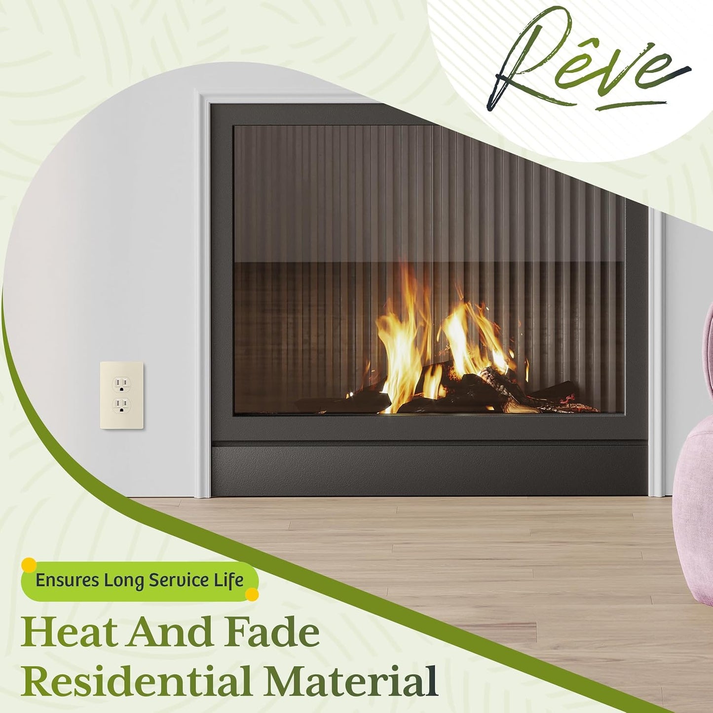 TG Mid-Size Screwless Duplex Wall Plate, Child Safe Receptacle Outlet Cover, Medium Size 1-Gang 4.88" H x 3.11" L, Polycarbonate Thermoplastic, UL Listed, SP-MS1-LA, Light Almond (1 Pack)