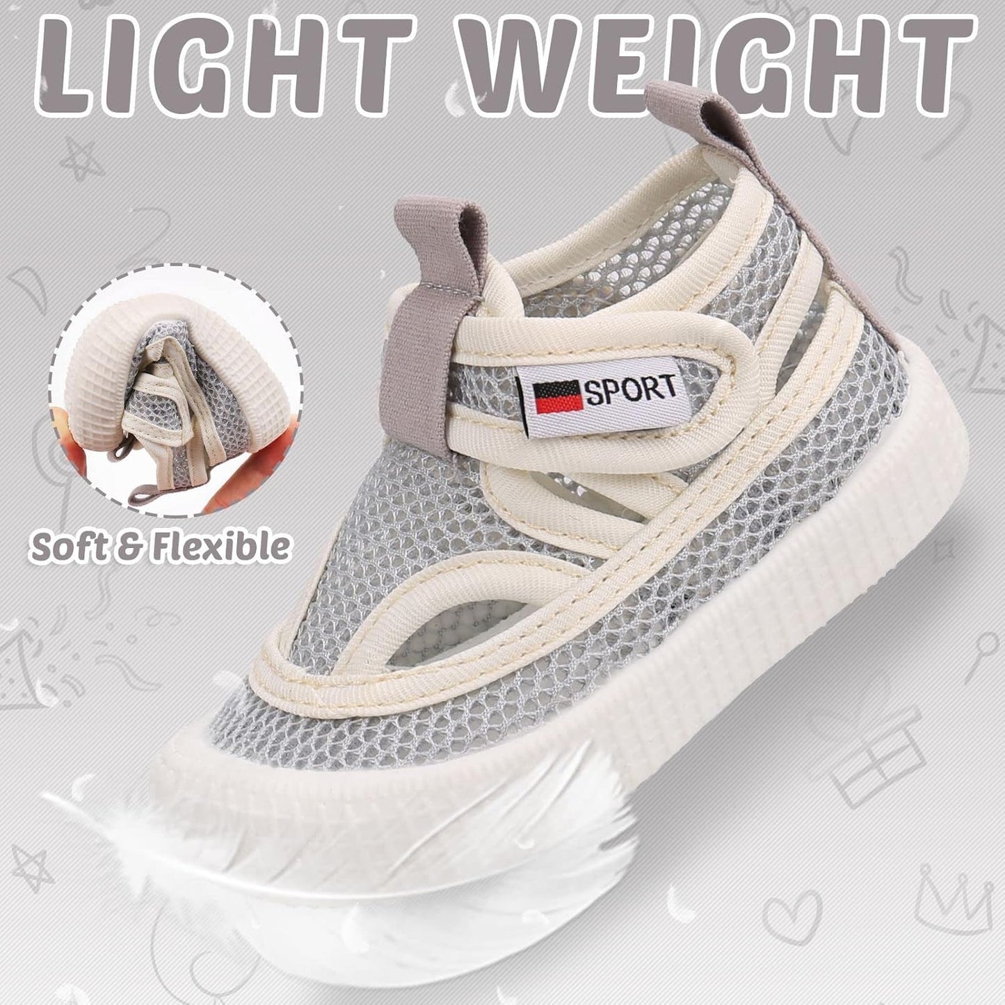 Baby Walking Shoes Toddler Girl Boy Soft Sole Breathable Mesh Slip on Summer Wide Shoes Infant Flexible Lightweight Non-Slip Safer Causal Tennis Shoes Toddler First Walkers Shoes Rubber Soles Outdoor