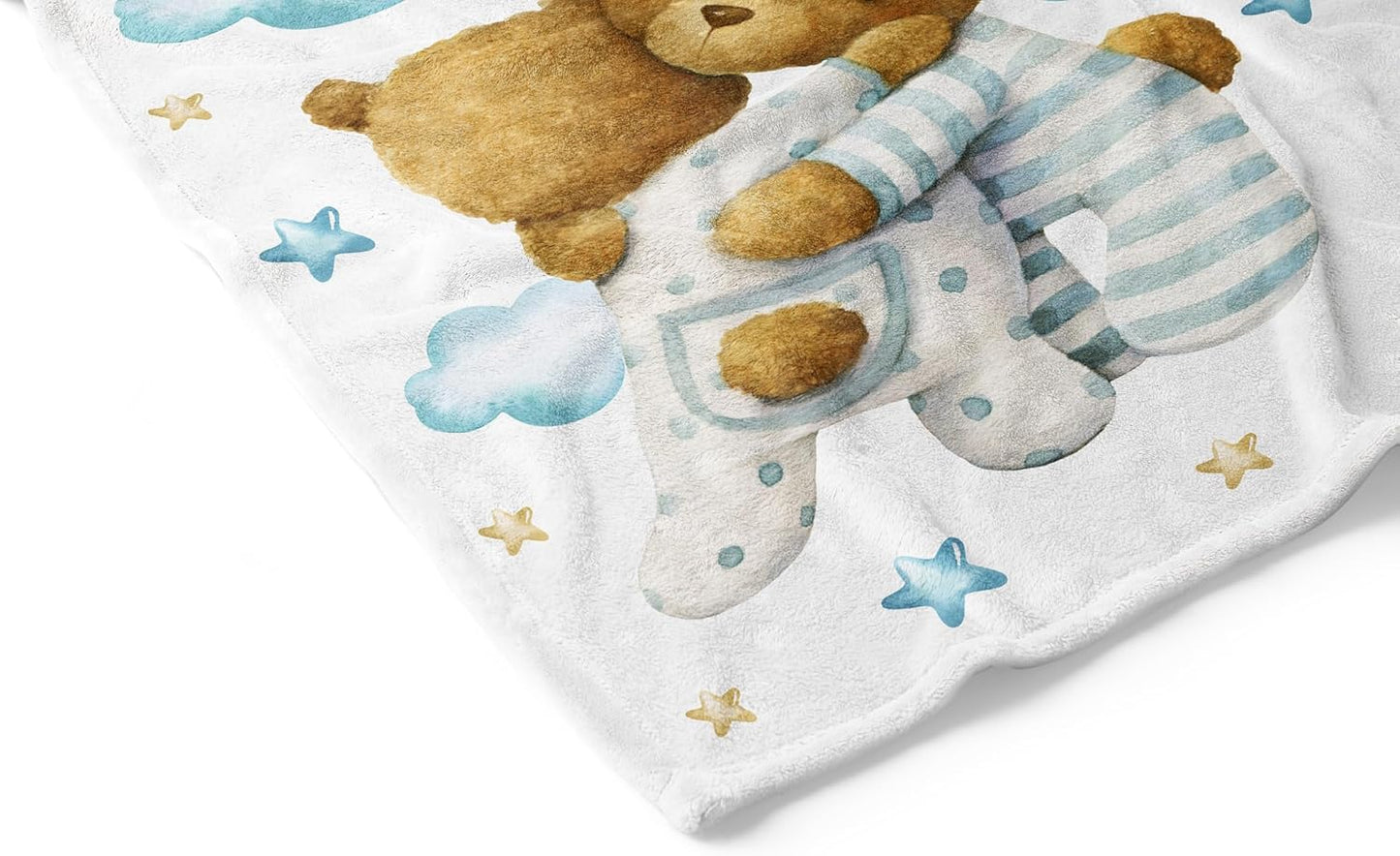 UNIQUE Little Bear Ultra Soft Fleece Baby Blanket 30x40in, Hugging Bears Baby Blanket, Boy