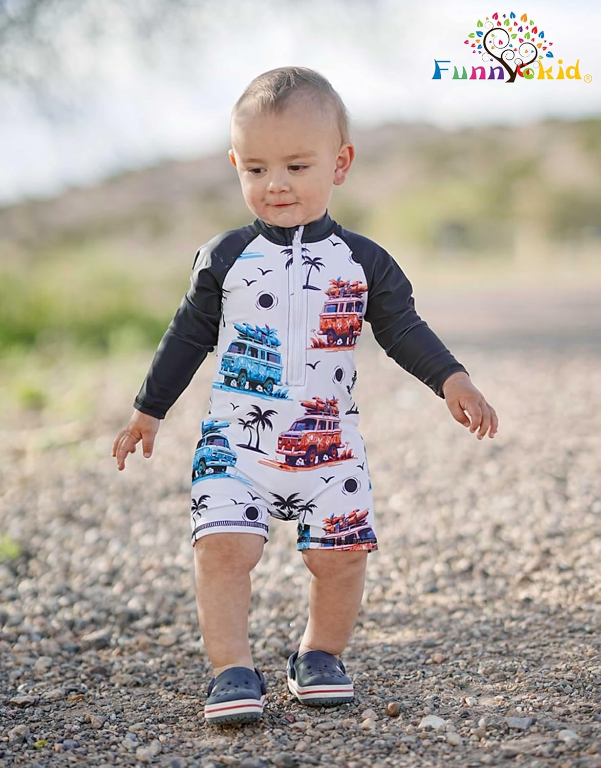 Funnycokid Baby Swimsuit Boy Toddler Bathing Suit Rash Guard UPF 50+ Swimwear 6 Months-4T