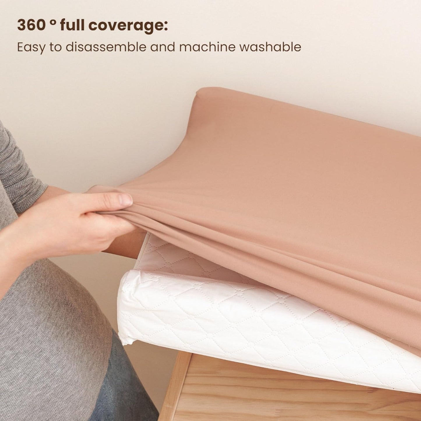 Konssy 2 Pack Stretchy Changing Pad Covers for Girl, Boy, Silky Soft Changing Table Cover, Breathable Baby Nursery Diaper Chang Pad Sheets (Toffee, Flourish)