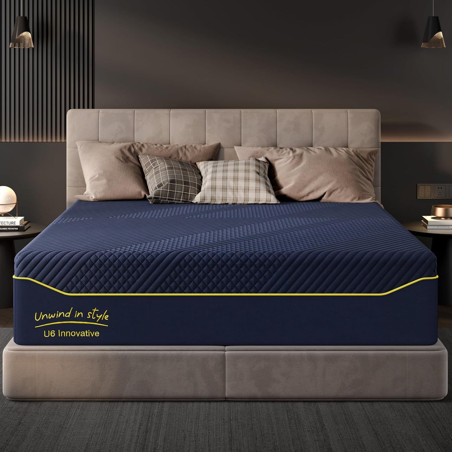 12 Inch Gel-Infused Memory Foam Mattress Twin Size,Medium Soft with Removable Washable Cover Cooling Gel Bed in a Box,CertiPUR-US Certified,38"X75"X12" Navy Blue