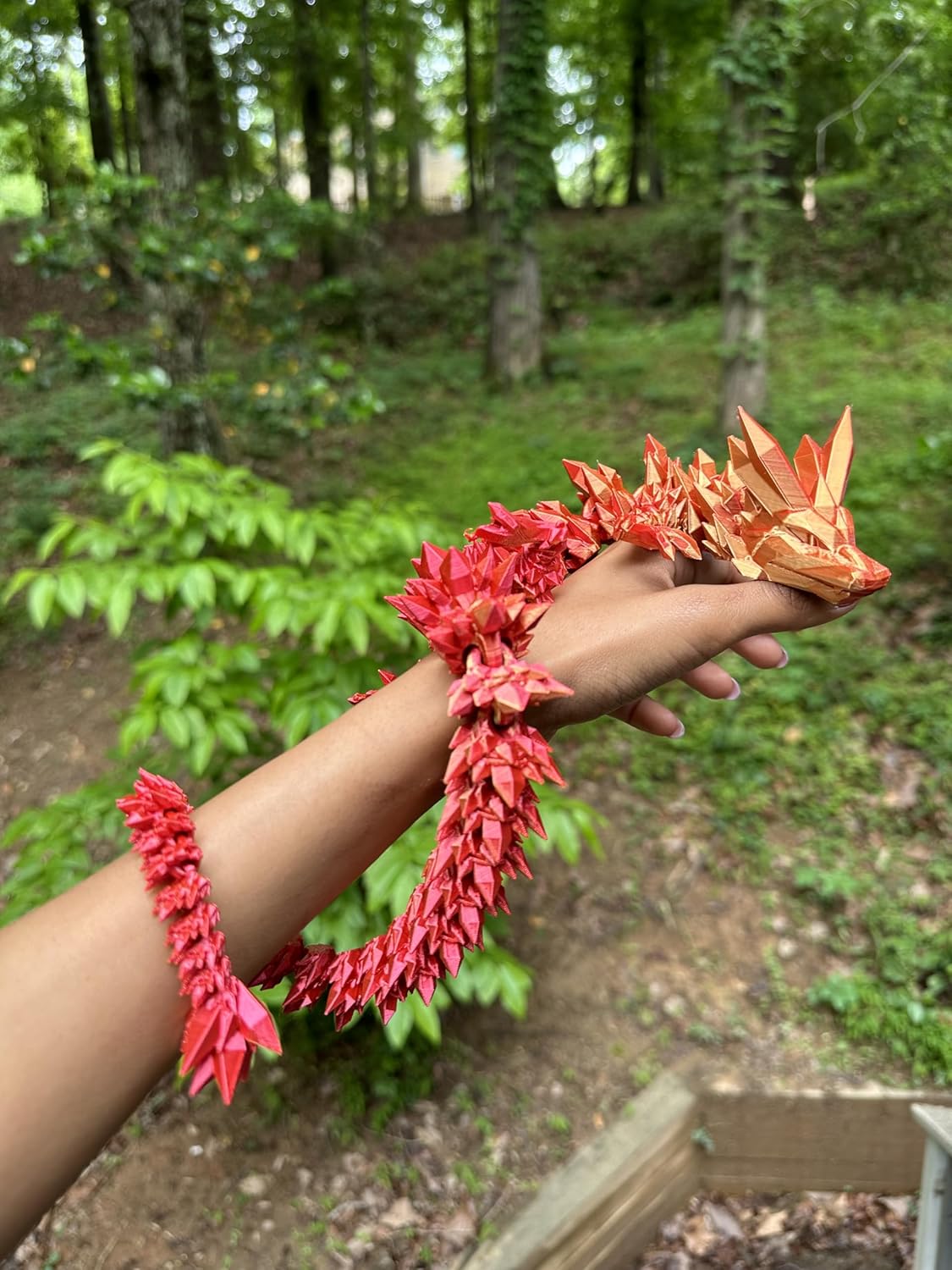 Crystal Dragon - Articulated Flexi Dragon - 3D Printed Gift (Baby, Red/Gold)