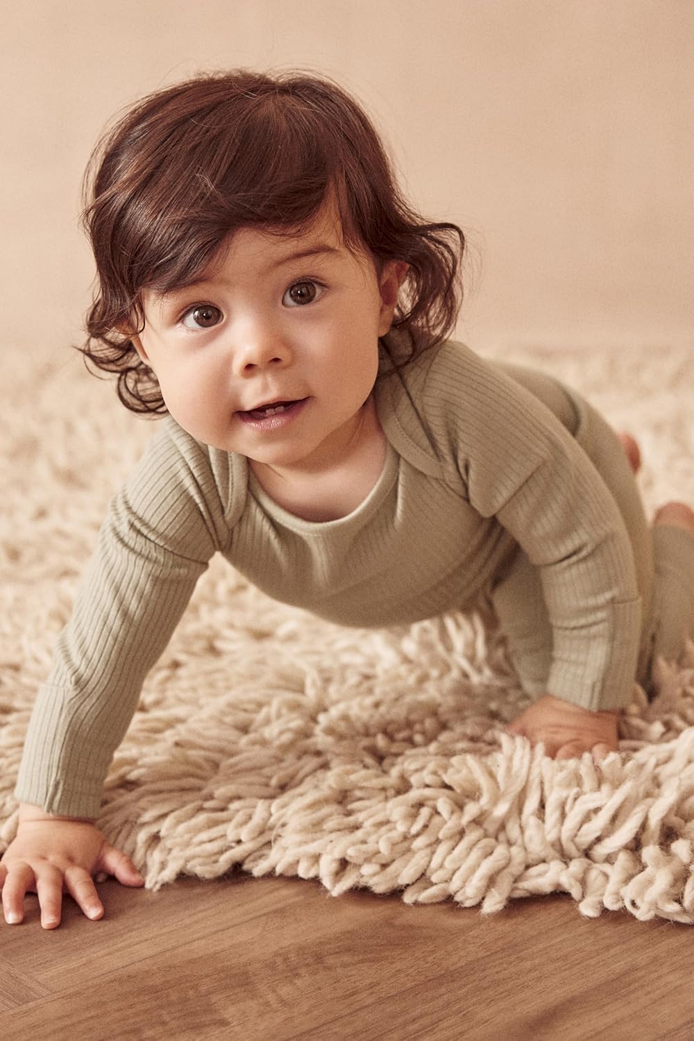 MORI Baby Unisex Long Sleeve Bodysuit Viscose from Bamboo and Organic Cotton - Comfortable Toddler Romper for Boys and Girls