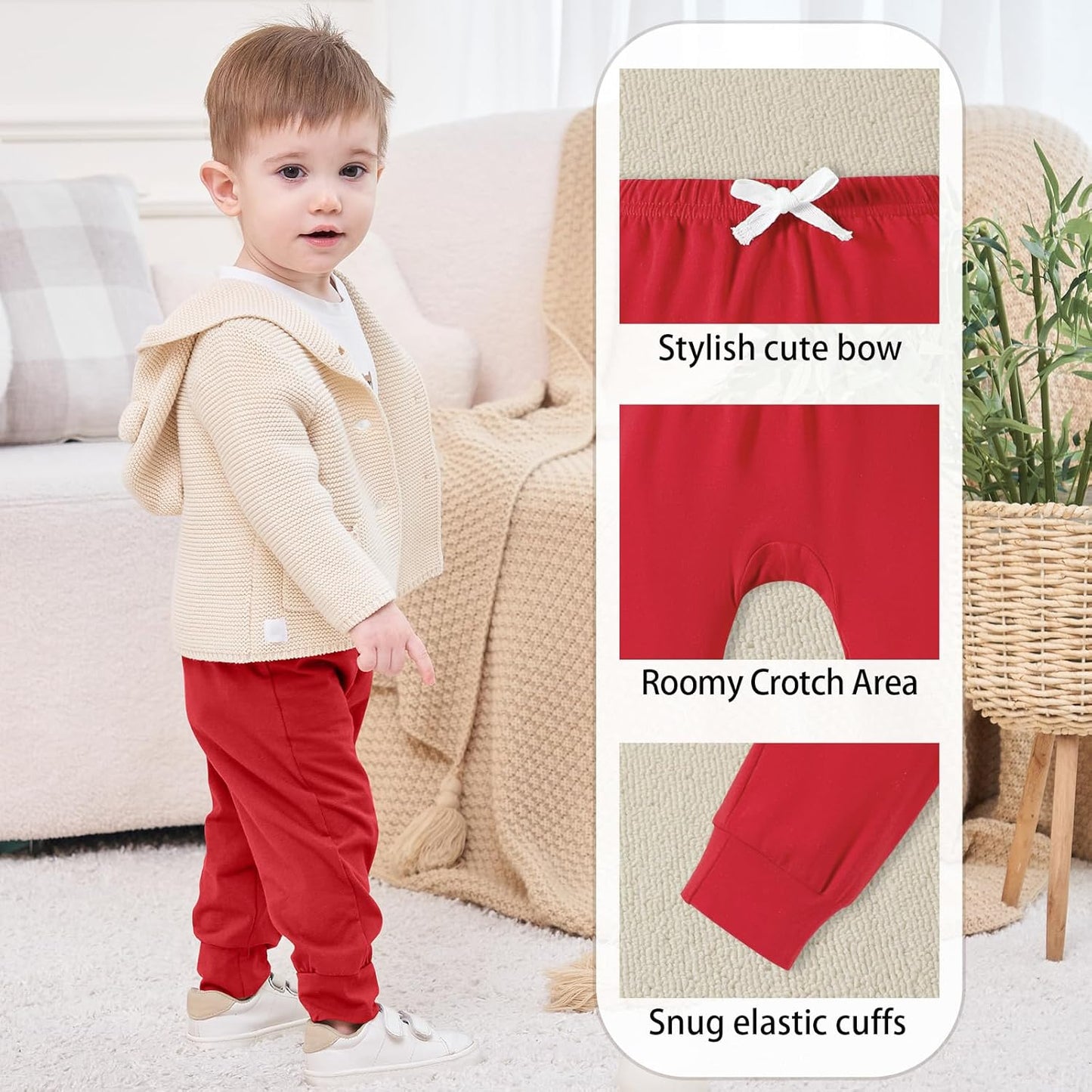 DREAM BUS Pack of 3 Toddler Jogger Pants with Pocket Toddler Boy Sweatpants Baby Boy Pants Infant Newborn Leggings