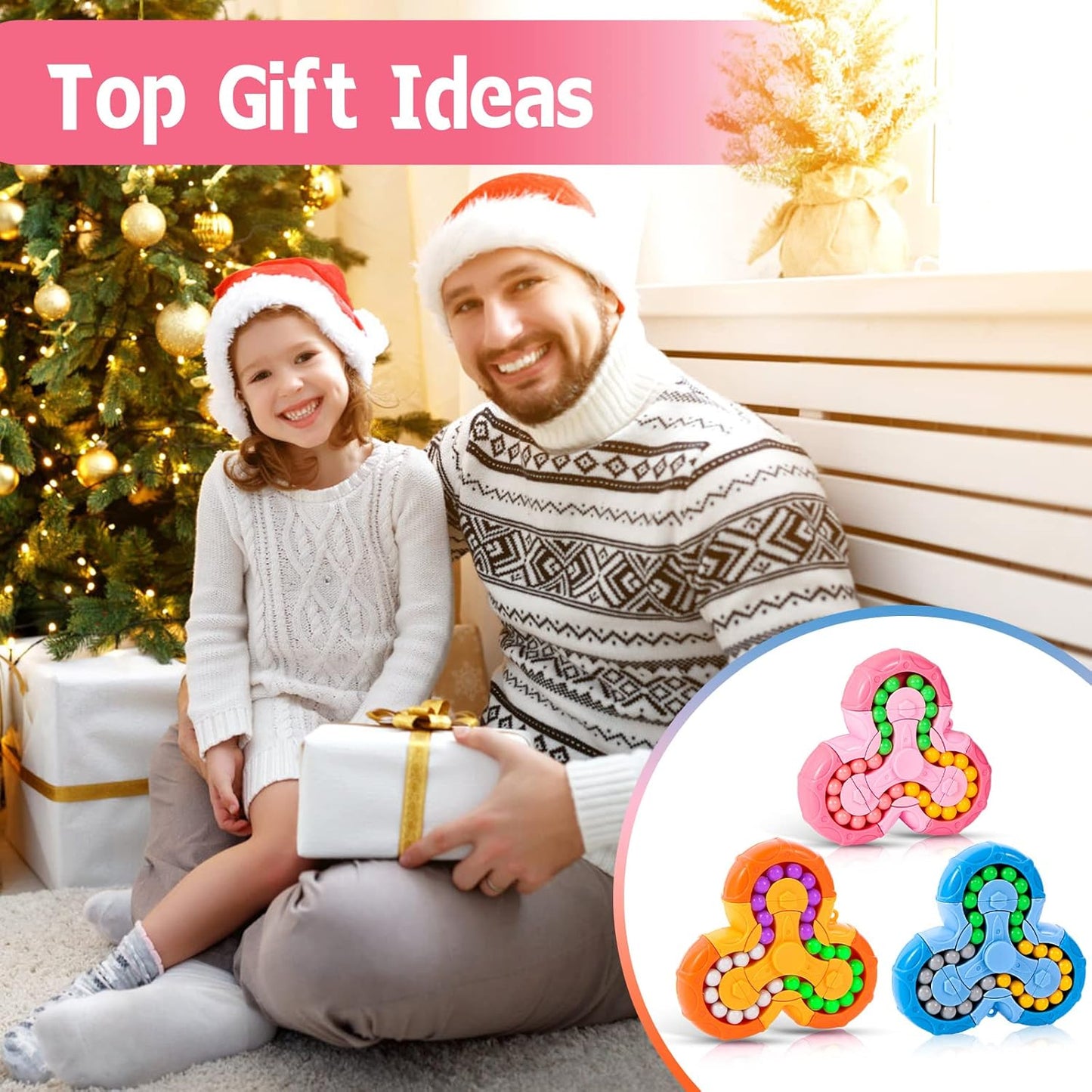 3 PCS Magic Cube Bean Puzzle,Rotate and Puzzle,Stress and Anxiety Relief Fidget Toys,Brain Teasers Travel Games for Kids,Teens,and Adults,Pop Birthday Gifts(Individually Gift Boxed)