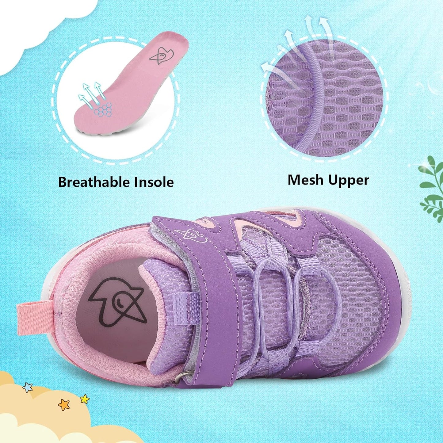 LeIsfIt Baby Shoes Boys Girls First Walking Shoes Non-Slip Toddler Breathable Sneakers Infant Sneakers