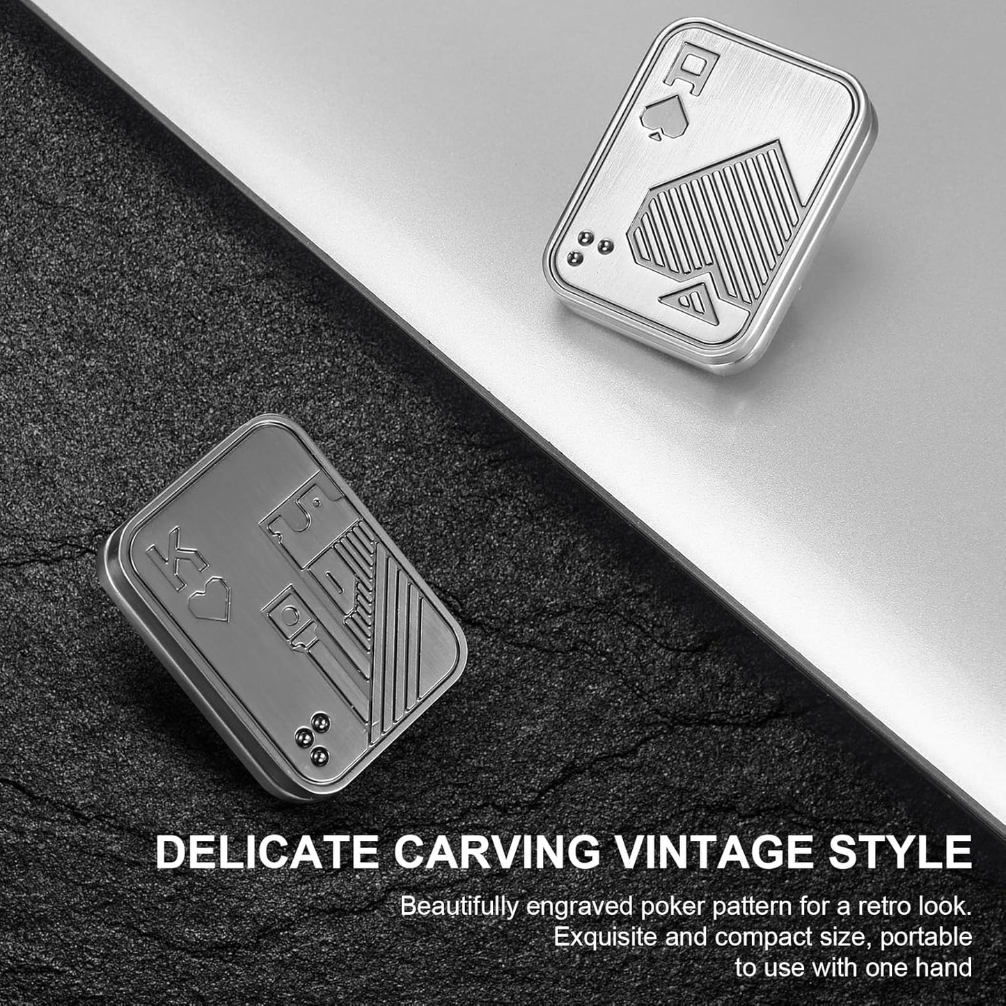 2Pcs Metal Fidget Slider, Metal Fidget Toy Fidget Slider for Adults Magnet Fidget Toy EDC Fidget Clicker Metal Poker Push Card Fidget Slider Stress Relief Toy,Silver