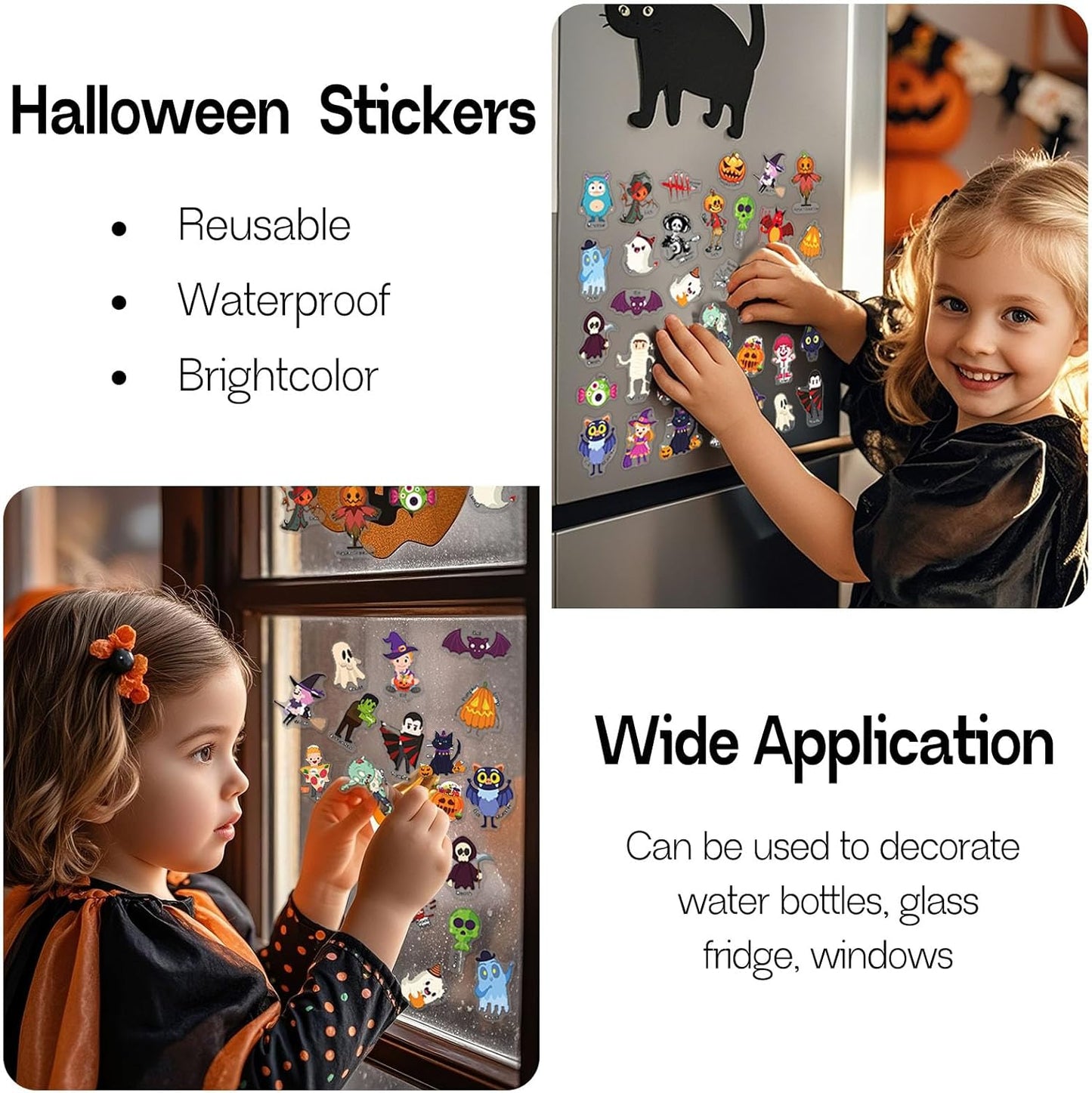 Halloween Reusable Sticker Books for Toddlers 3+, Halloween Stickers for Kids, Sticker Book for Toddlers 3+ Years, Halloweens Gifts for Kids Girls Boys