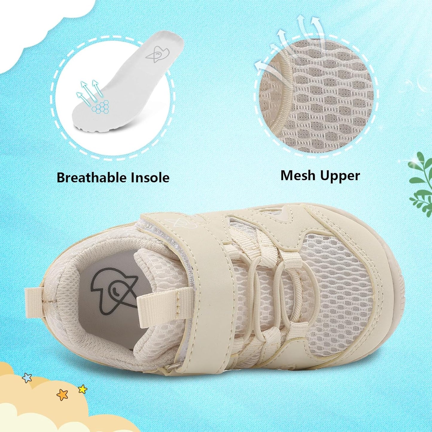 LeIsfIt Baby Shoes Boys Girls First Walking Shoes Non-Slip Toddler Breathable Sneakers Infant Sneakers