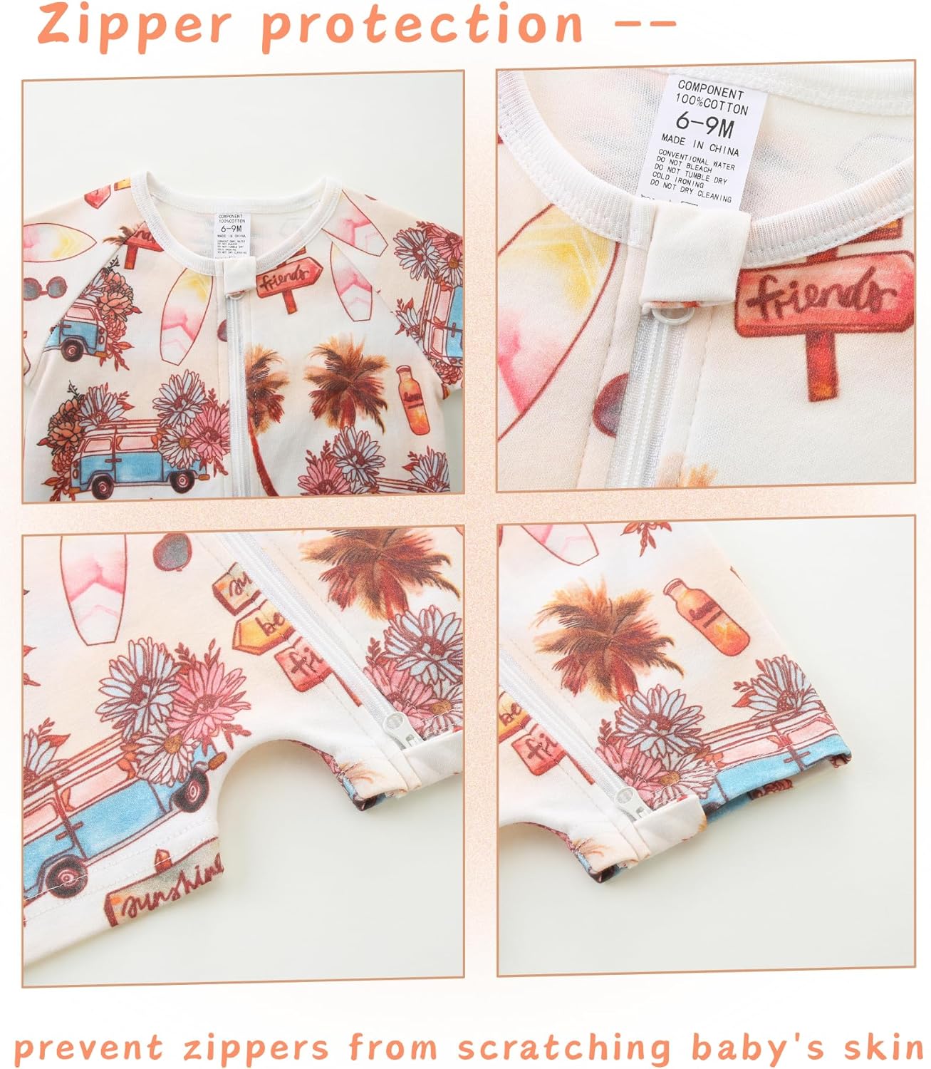 Unisex Summer Trendy 2-Pack Rompers Short Sleeve Zipped Bodysuit Infant Cotton Outfits