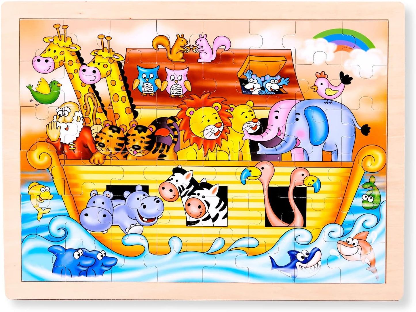 Noah Jigsaw Puzzles for Toddlers Age 3-5, 48pcs Preschool Educational Learning Toys Sets Gift for Baby Infants Boys and Girls (Noah's Ark…)