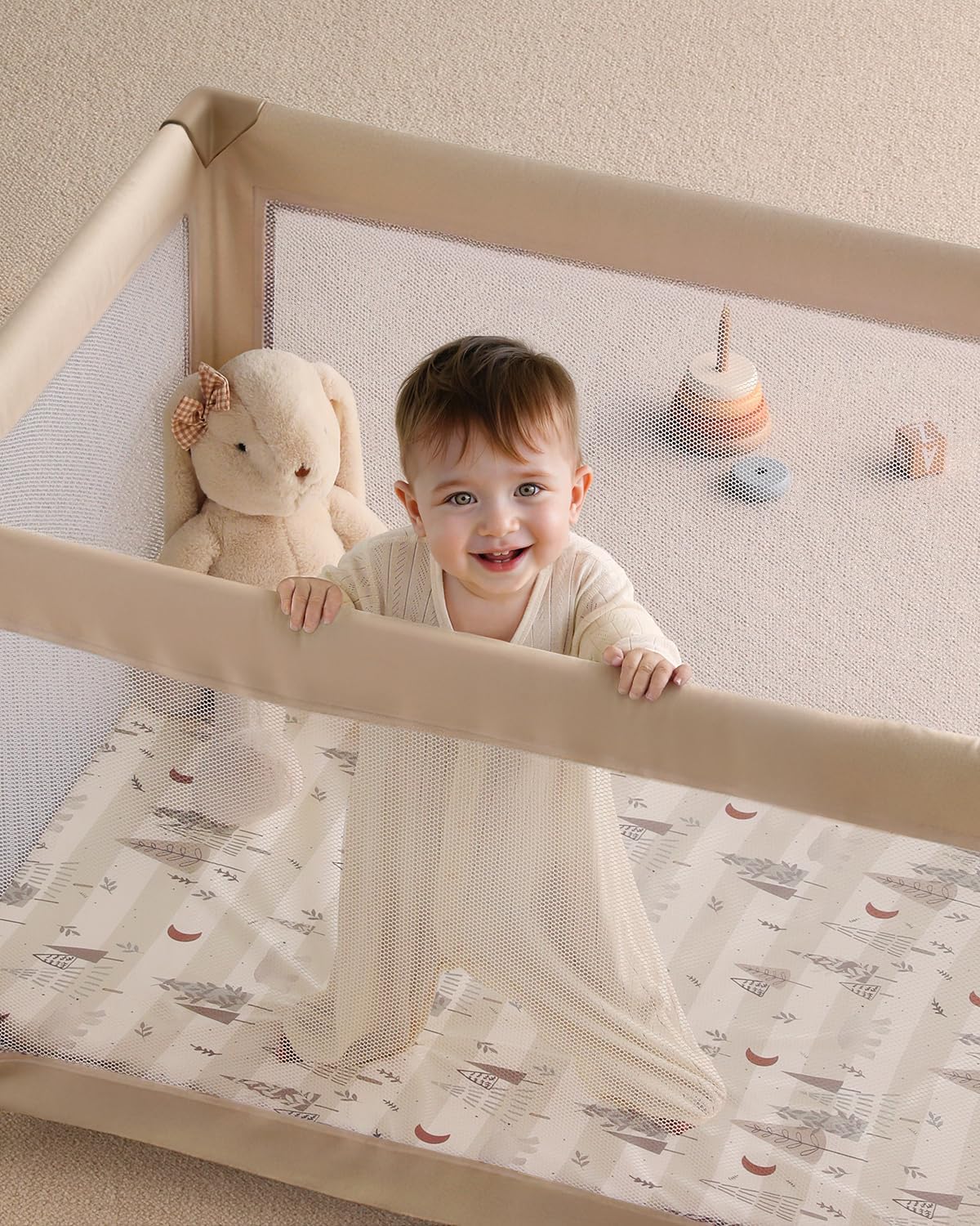 Yoofoss Baby Pack and Play Sheets 2 Pack for Boys and Girls - 38x26 Mini Crib Sheets Fitted Neutral Compatible with Graco Pack n Play Mattress,Ultra Soft Breathable Microfiber Forest Bear