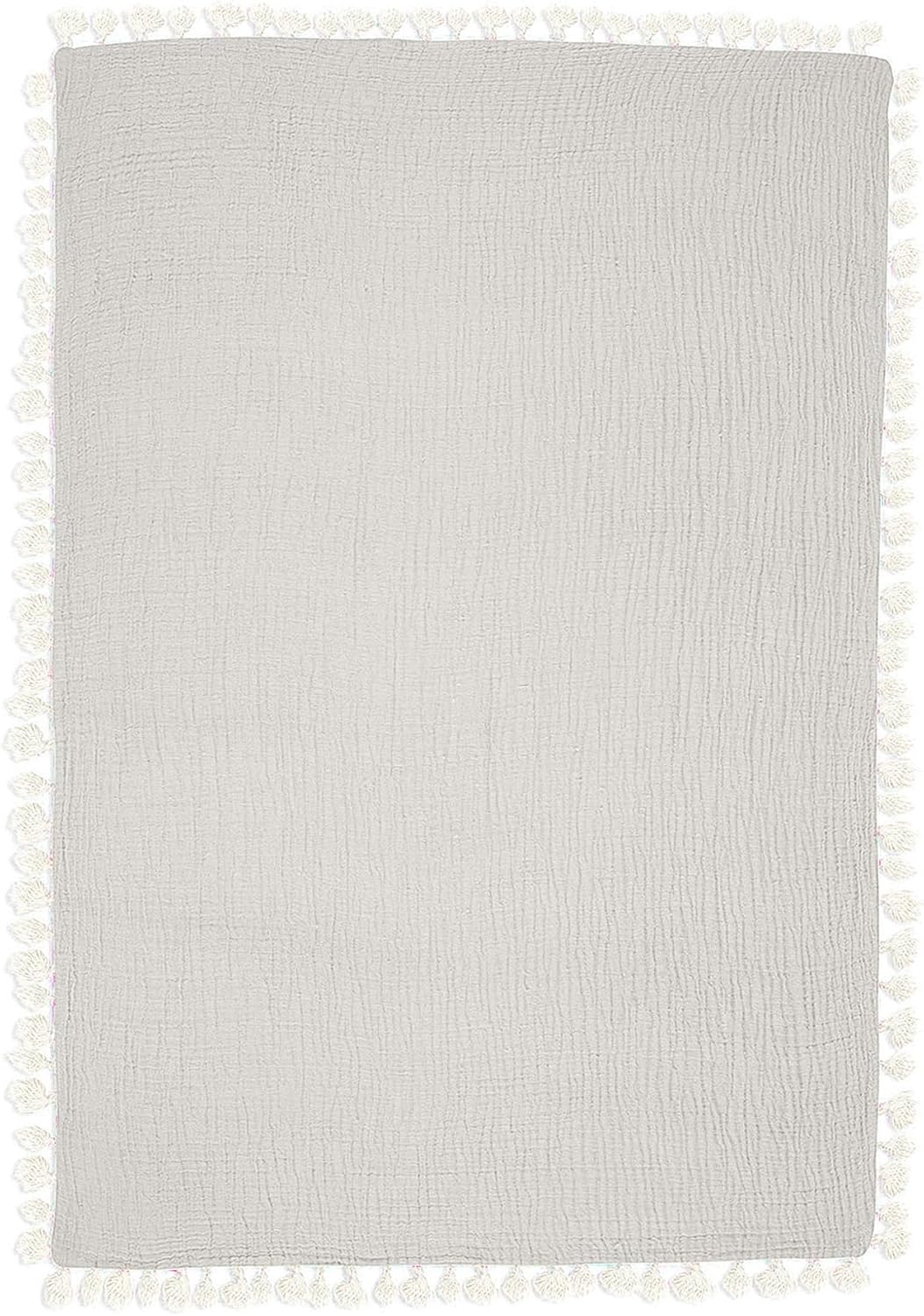 Crane Baby Muslin Swaddle Blanket, Soft Cotton Lightweight Nursery and Stroller Blanket for Baby Boys & Girls, Moonstone, 30" x 40"