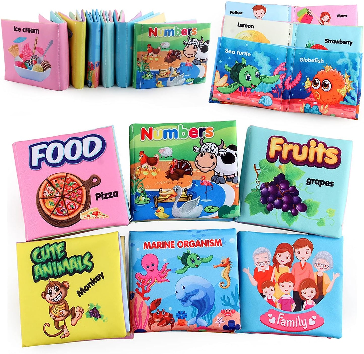 Baby Books, Soft Baby Book,Cloth Baby Books,Baby Books 0-6 Months, Cloth Baby Books,Infant Books,Soft Books for Babies,Best Baby Books, Pack of 6 Books for Baby,Size: 4x4 inch,Soft Baby Book