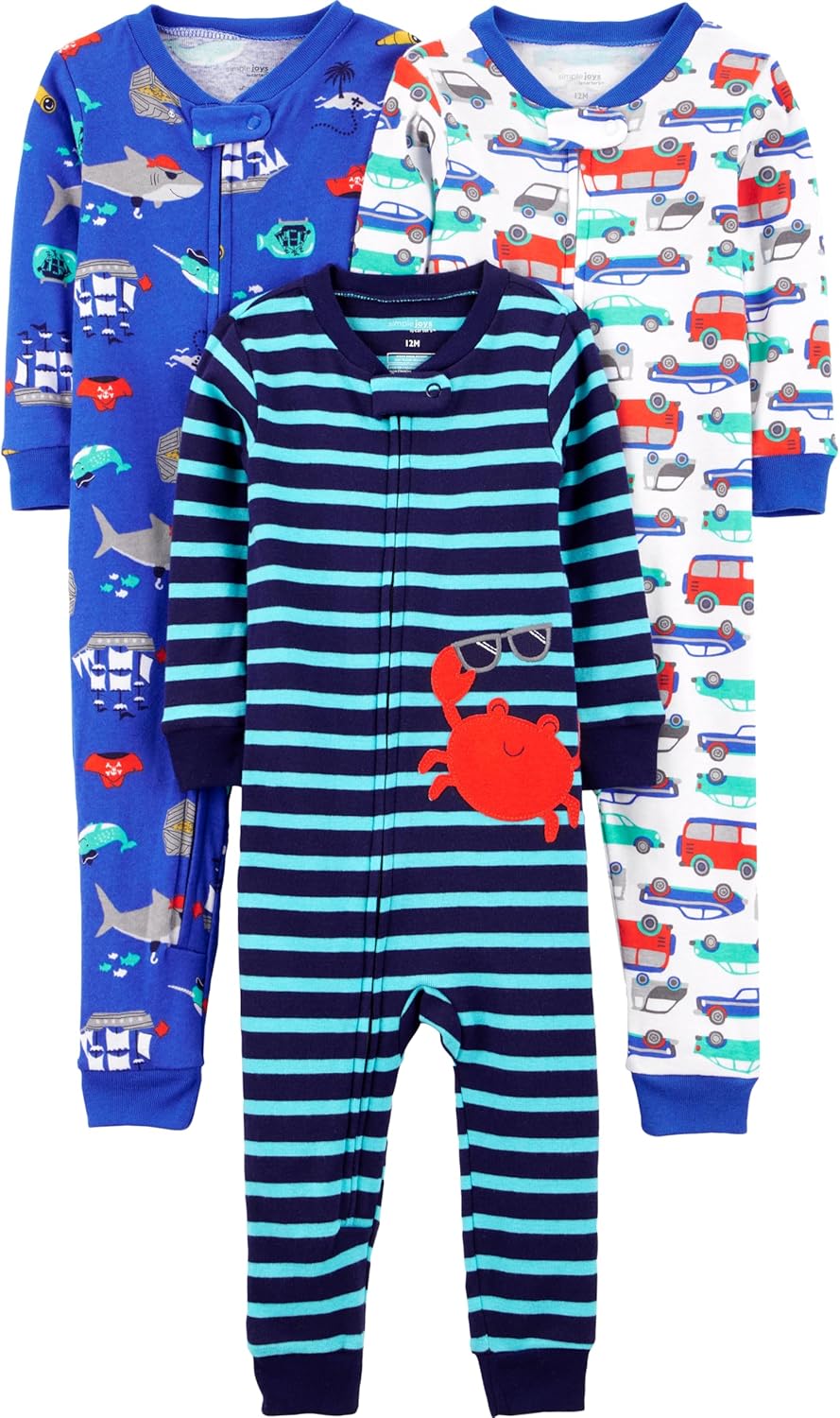 Simple Joys by Carter's Kids' 3-Pack Snug Fit Footless Cotton Pajamas