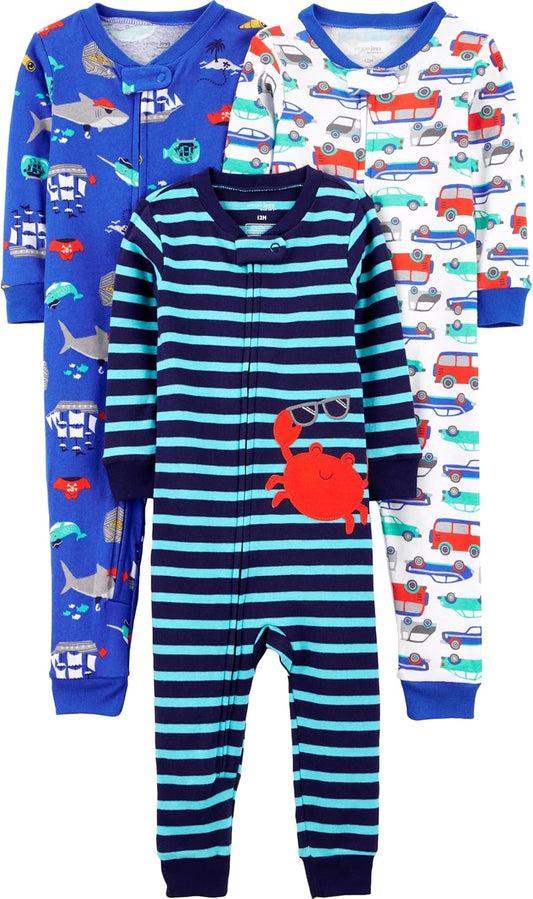 Simple Joys by Carter's Kids' 3-Pack Snug Fit Footless Cotton Pajamas