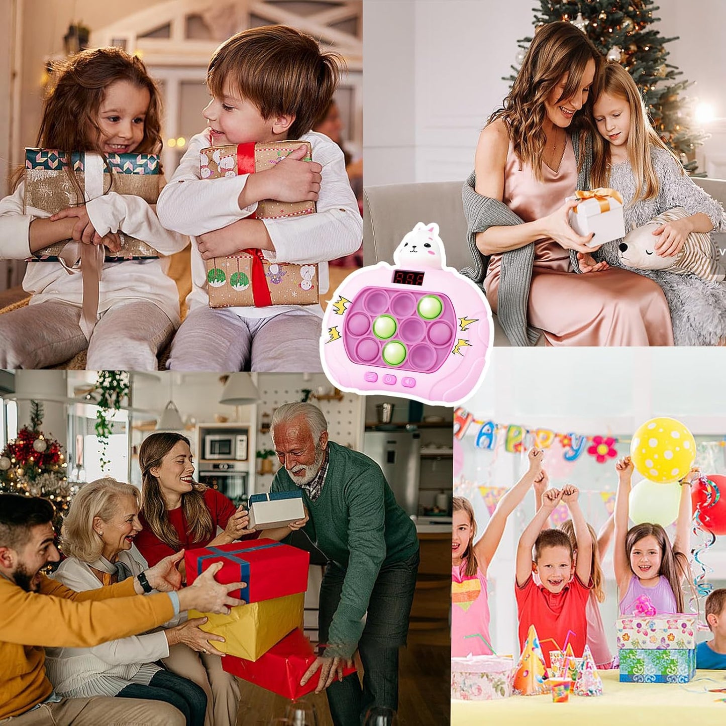 Fast Push Game Pop Fidget Toy for Kids, Quick Push Bubble Game 6 Modes Handheld Puzzle Game Sensory Toy with LED Screen Pop It Game Light Up Fidget Toy Gift for 3 to 12 Year Old Girls Boys