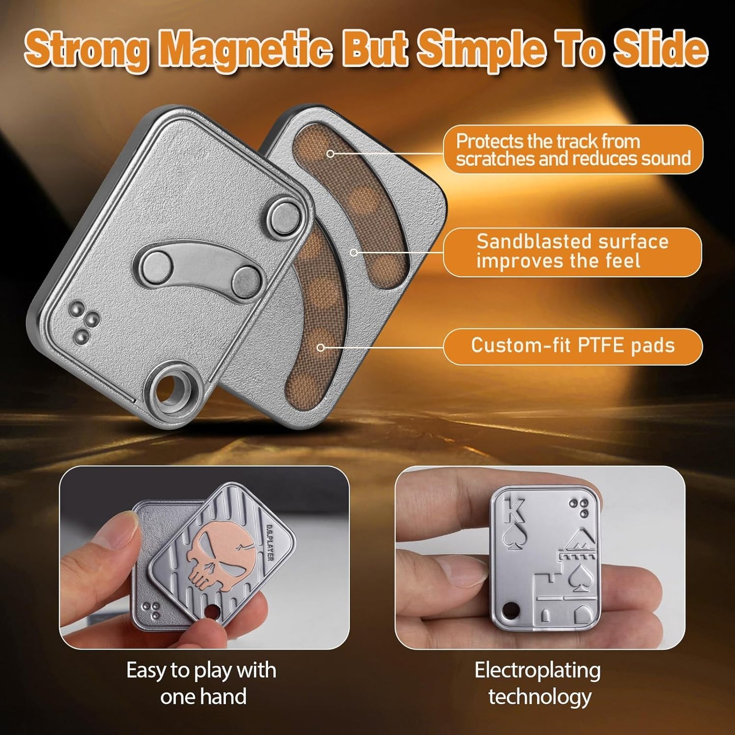 Fidget Toys Adults - Pendants Magnetic Metal EDC Toys for ADHD, Relieve Stress, Tension, Anxiety - Improve Focus - Find Inspiration, Backpack, Purse Hanging Decoration(Platinum)