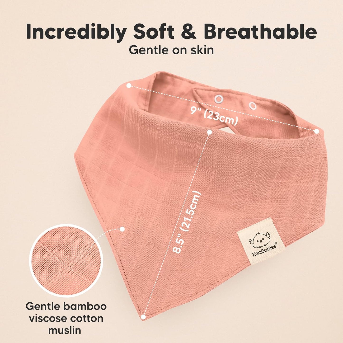 8-Pack Muslin Baby Bibs for Boys, Girls - Muslin Bandana Drool Bibs for Baby Girl & Boy, Drooling Newborn, Teething Toddler, Infant 0-36 Months, 100% Cotton Extra Absorbent & Soft (Dew)