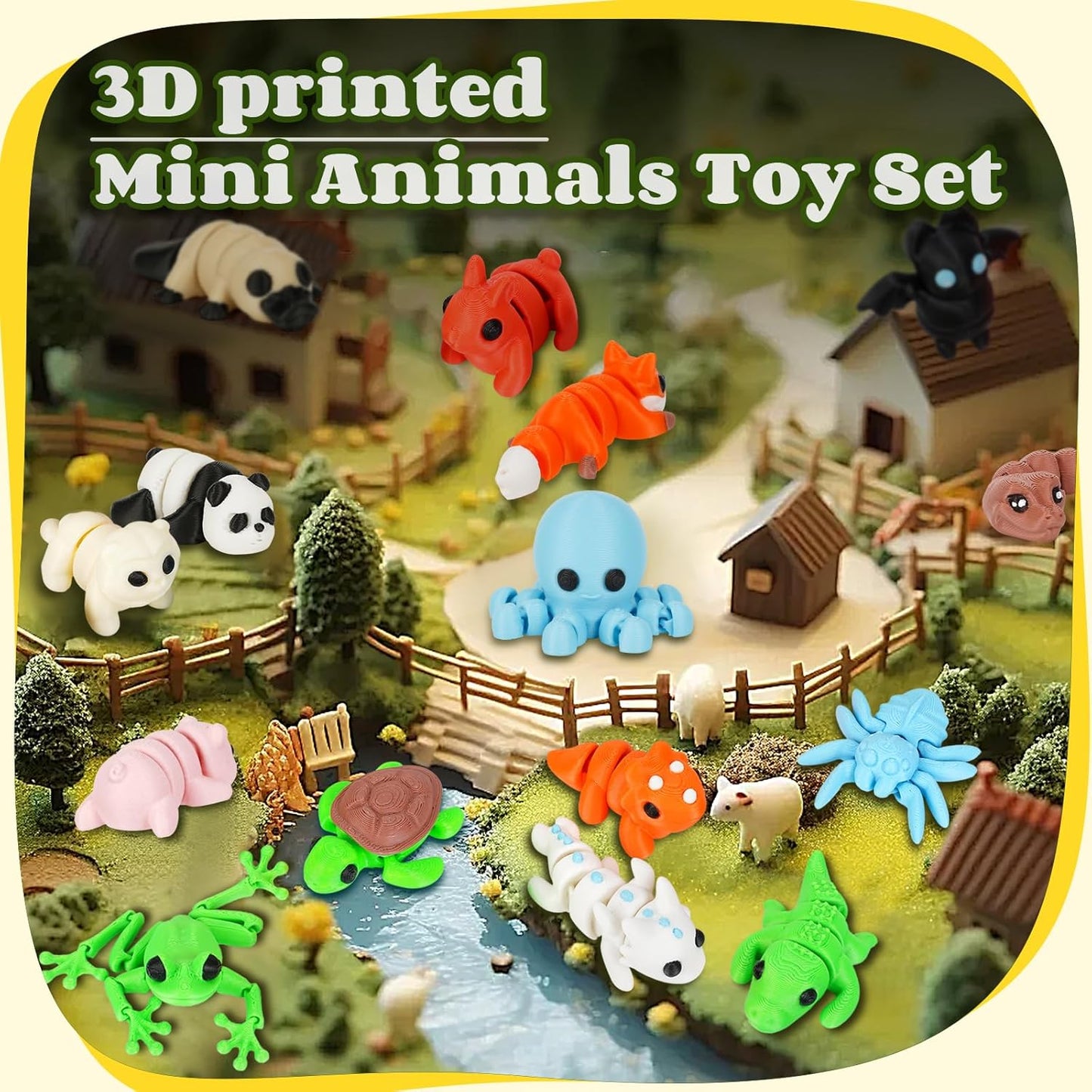 SHUWND16 PCS Mini Animals Set,3D Printed Little Animals Articulated Flexible Fidget Toy,Tiny Animals Figurines Exquisite Cute Pet Toy,Little Plastic Animals Miniature Figurines Small Animals Toy