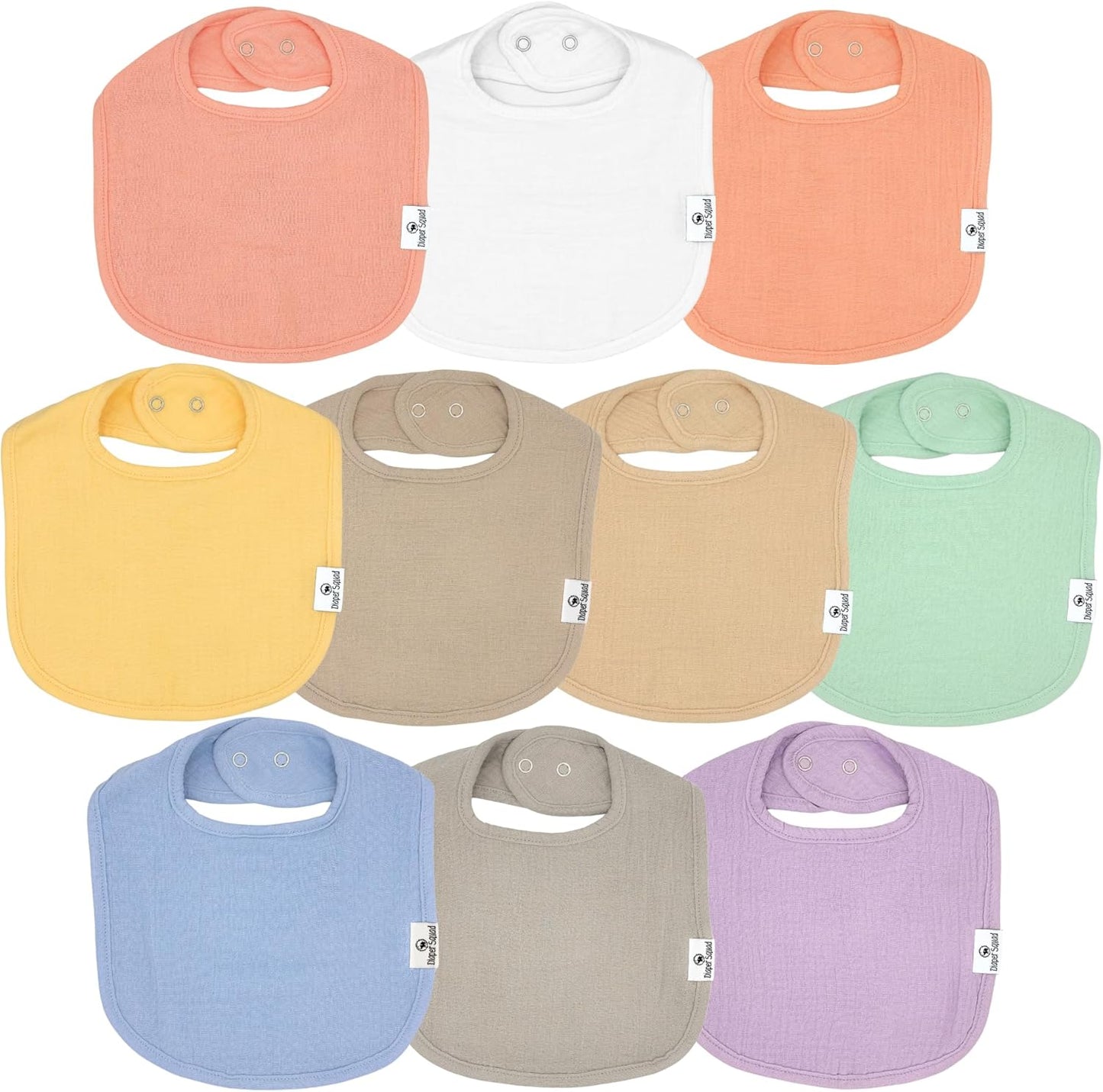 DiaperSquad's Baby Bibs for Drooling and Teething, Bibs for Boys, Baby Girl - Solid Cotton Baby Drool Bibs