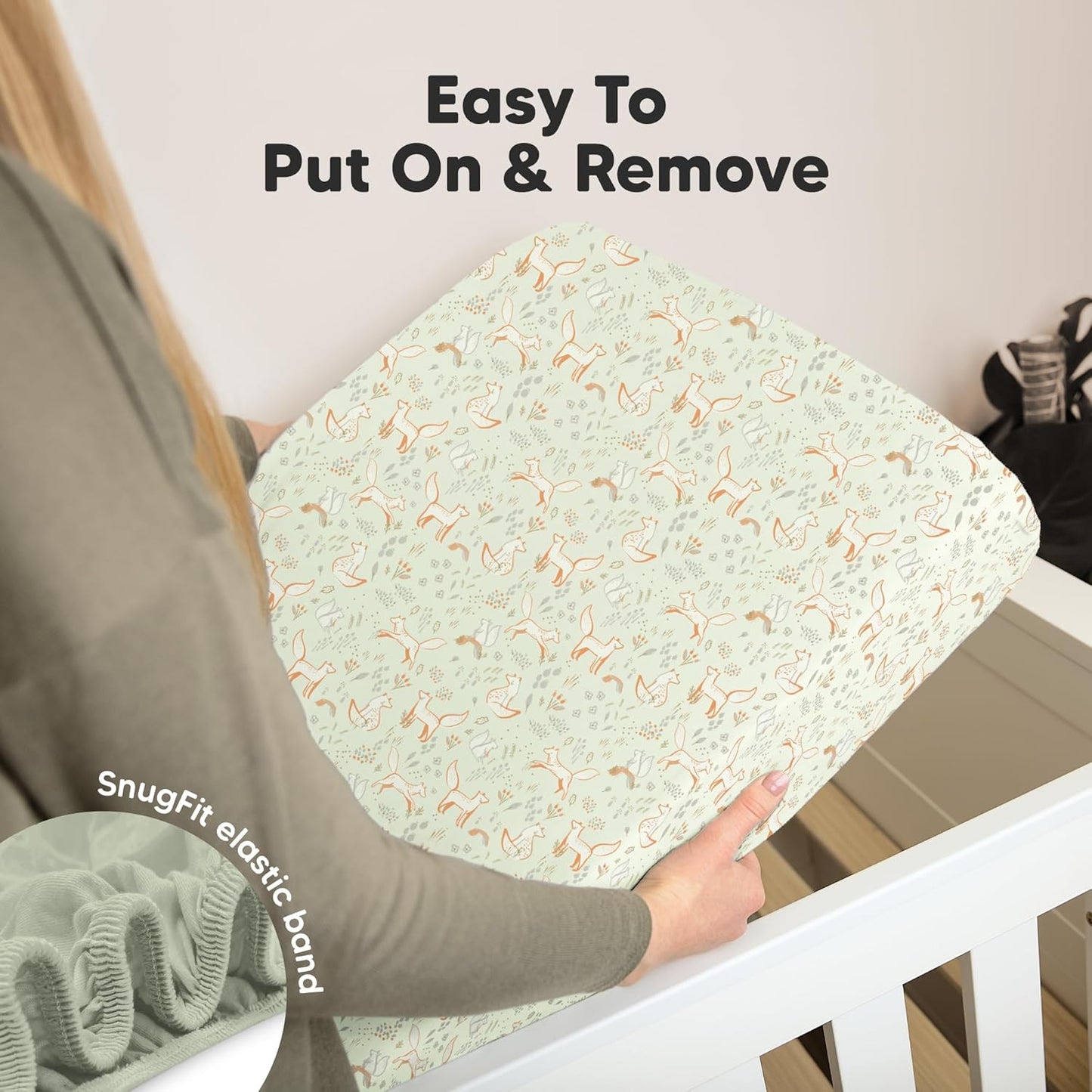 KeaBabies 2-Pack Organic Crib Sheets for Boys, Girls - 52x28 Fitted Crib Mattress Sheet Neutral, Breathable Jersey Cotton Cover for Baby Bed, Toddler Mattress, Soft & Cute Prints (Foxtrot)