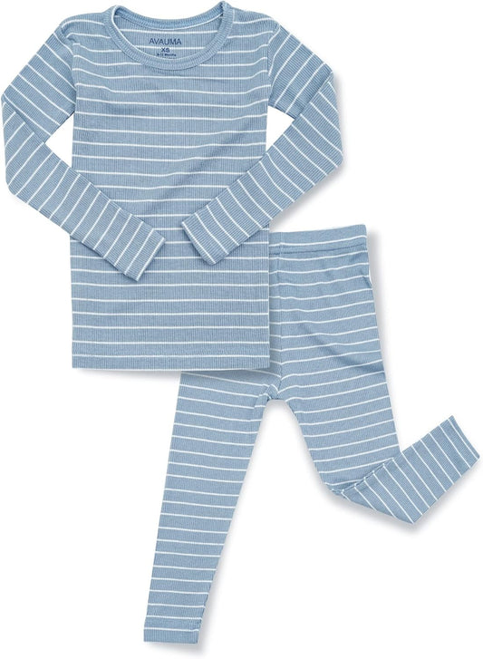 AVAUMA Stripe Pattern Baby Boys Girls Pajama Set Kids Toddler Snug fit Ribbed Sleepwear pjs for Daily Life Style