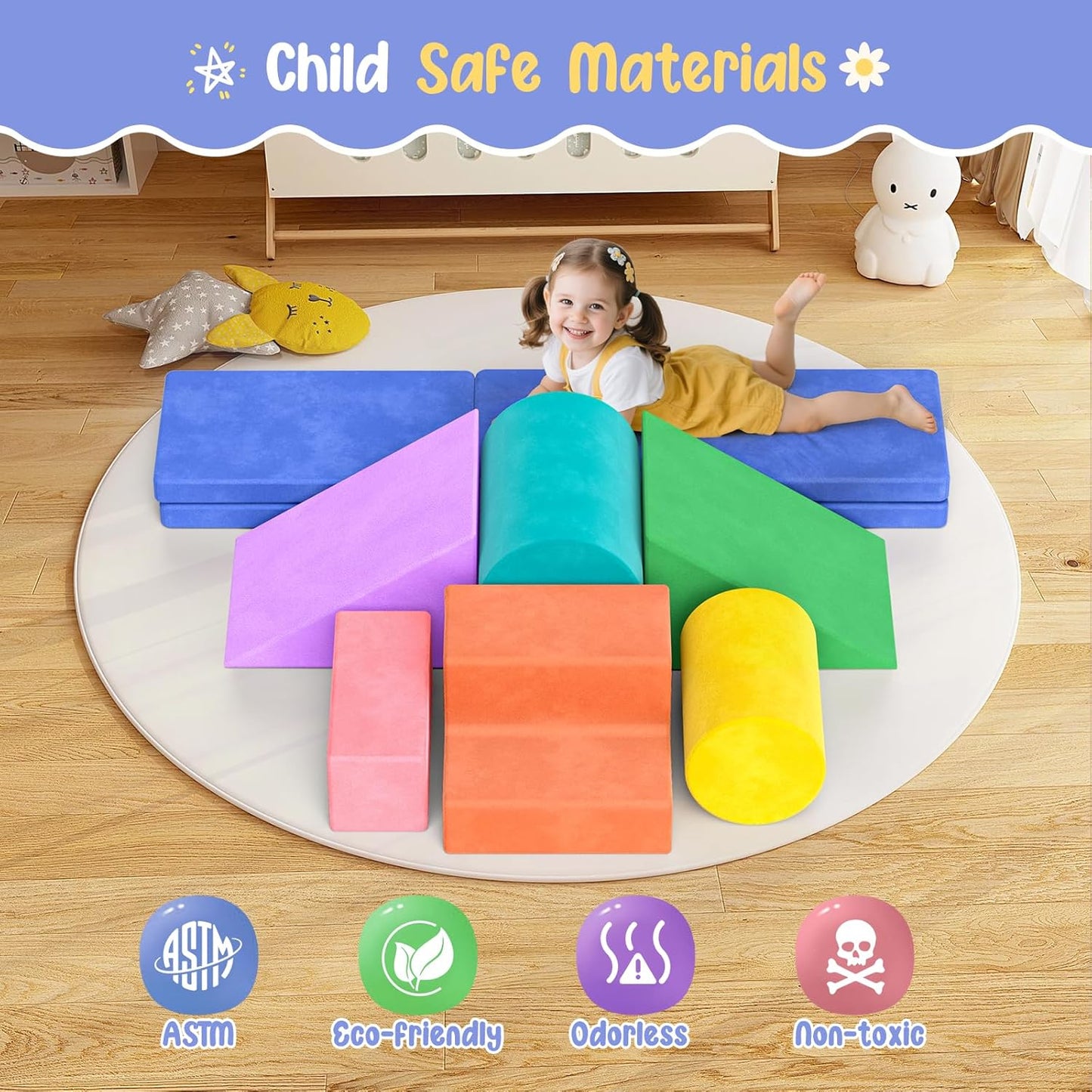 Lischwert Foam Climbing Blocks for Toddlers, Soft Play Ball Pit, Baby Climbing Blocks Soft Play Climbing for Toddlers with Foldable Block and Tunnel Indoor Climbing Toys for Toddler 1-3