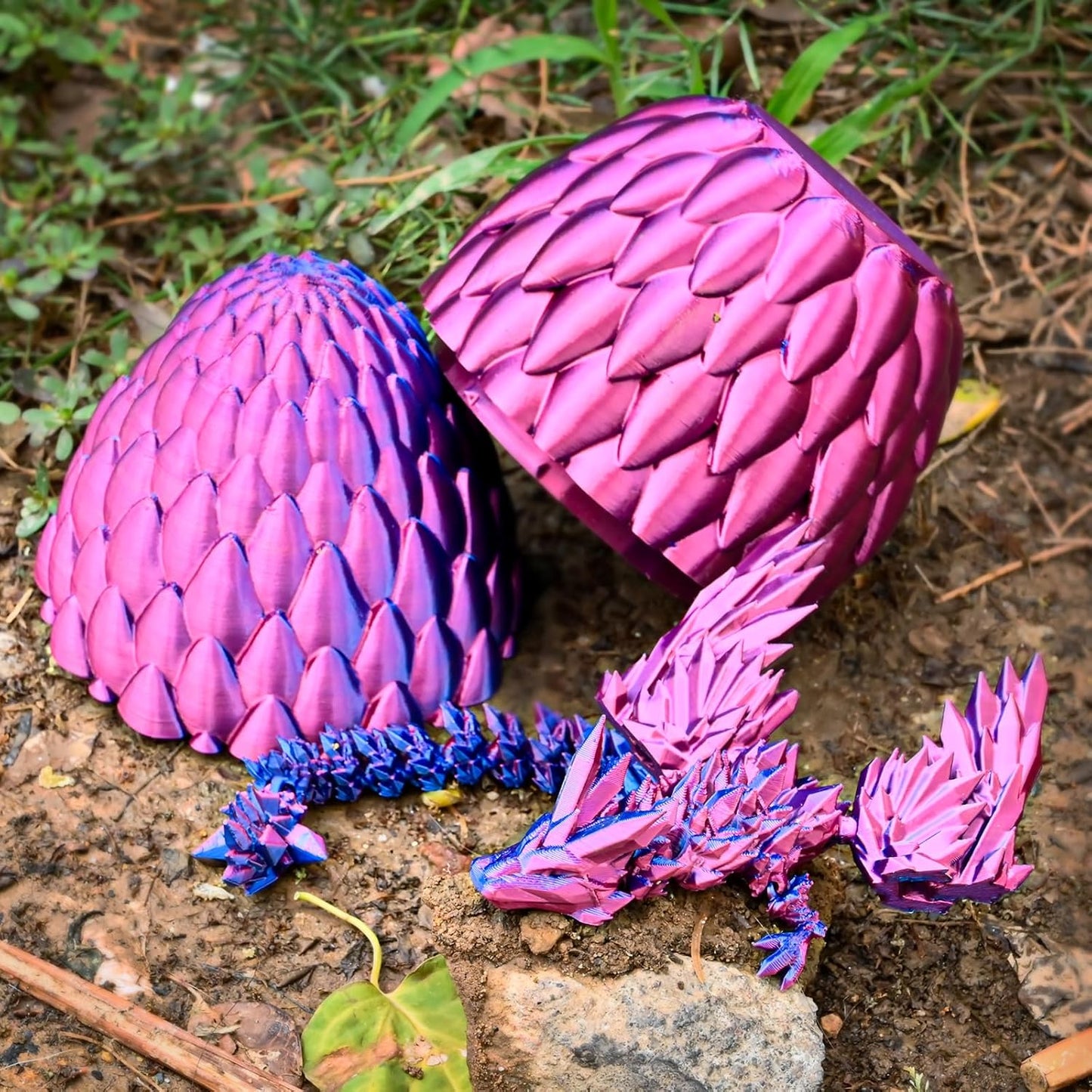 12inch Fly Dragon Egg, Year of The Dragon, 3D Printed Dragon, Executive Desk Toys, Articulated Dragon, Fidget Toys Gifts for Graduates Students Teachers Adults (Purple&Red)