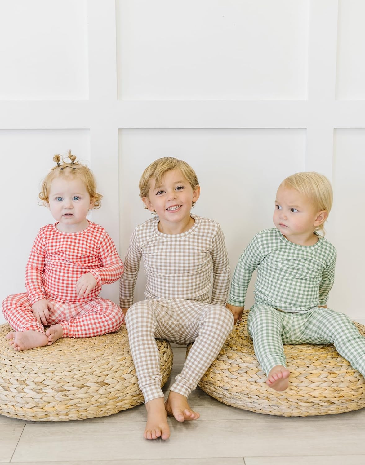 moimoln Plaid Check Soft Cotton Modal 6M-8Y Baby Toddler Long-Sleeve Snug-Fit Pajama Sleepwear Daily