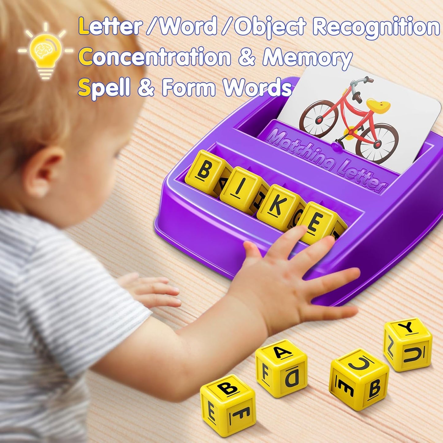 Educational Toys for 3 4 5 Year Old Girls Boys Gifts, Matching Letter Spelling Games Learning Toys for Kids 2-4 Year Olds, Christmas Birthday Gifts for 3-6 Year Old Girls Toddler Toys Age 2-4