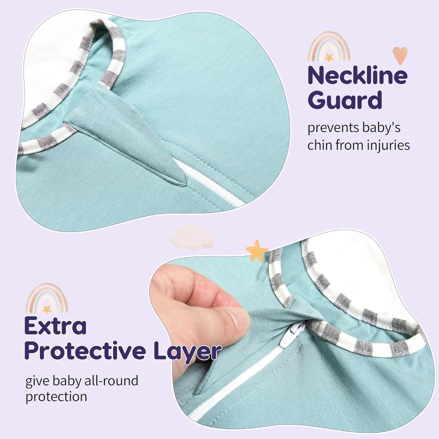 PuppyPaws Baby Sleep Sack, Transition Swaddle, Sleep Sack 9-15 Months, Wearable Blanket Baby with 2-Way Zipper, Swaddles for Newborns Summer, 95% Rayon derived from Bamboo, 5% Spandex