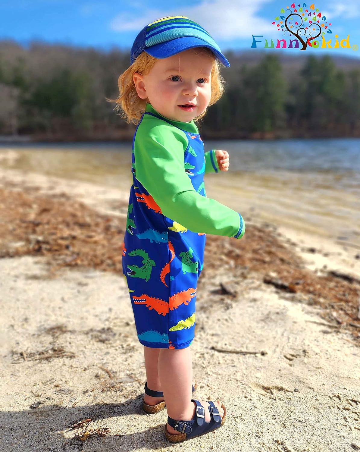 Funnycokid Baby Swimsuit Boy Toddler Bathing Suit Rash Guard UPF 50+ Swimwear 6 Months-4T