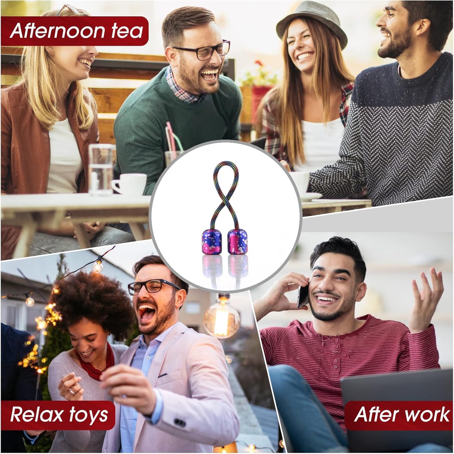 Begleri Fidget Beads - Worry Fidget Beads Spin & Bump - Made of Aluminum Alloy - Creates a Bit of Magic for You (UFO-Blue Yellow&White)