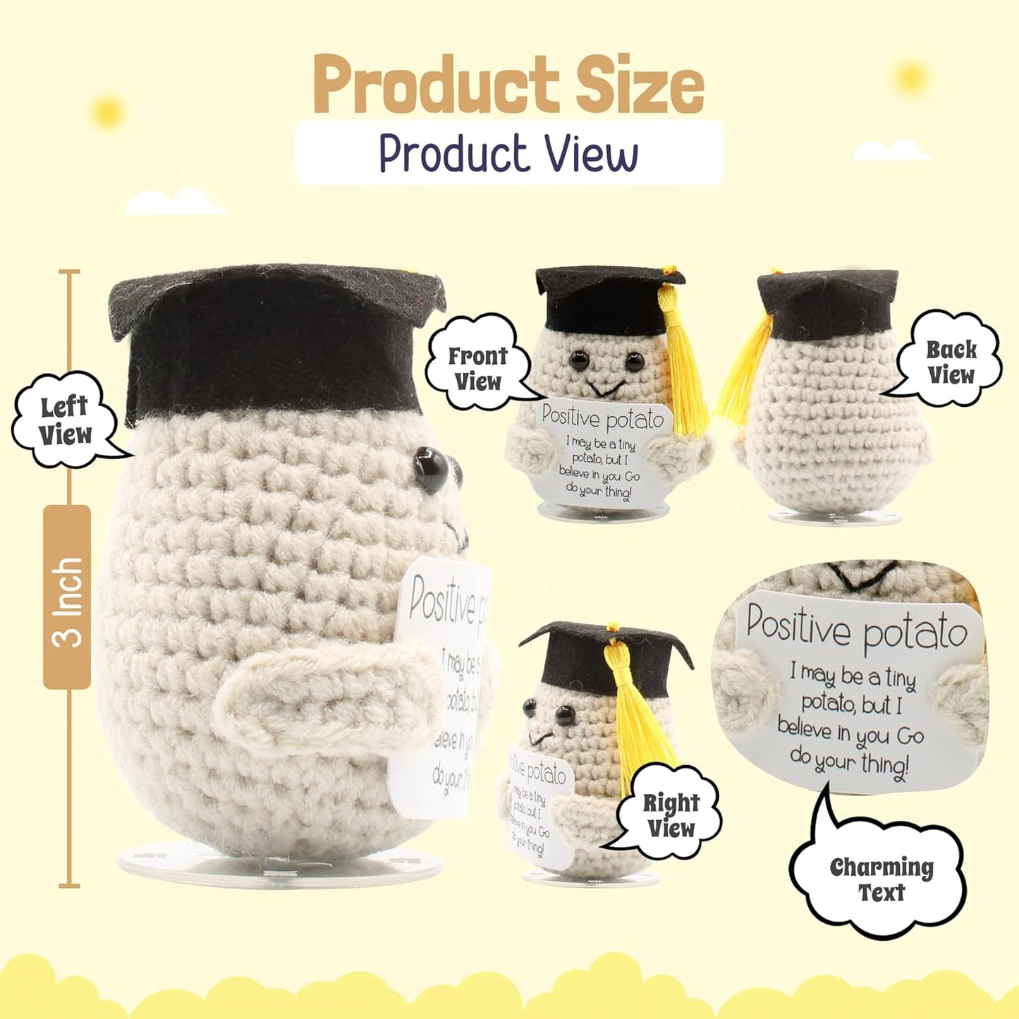 Graduation Gifts Positive Poato with Stand. Graduation Decorations, 2024 Graduation Gift. Office Desk Decor, Co Worker Gifts. Enouraging Emotional Su