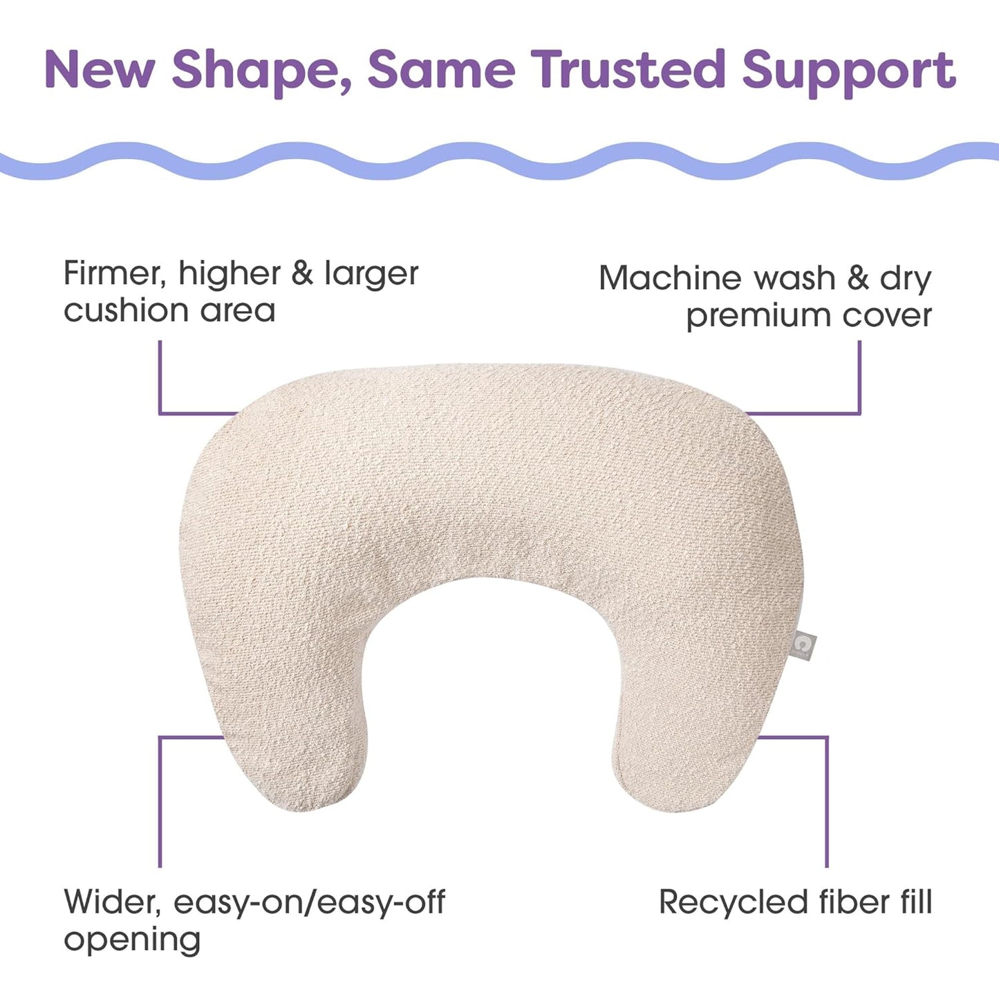 Boppy Nursing Pillow - Ergonomic Bottle & Breastfeeding Pillow with High, Firm, Large Area, Water-Repellent Cushion with Washable Cover; Baby Safety Alliance Verified - Oatmeal Boucle