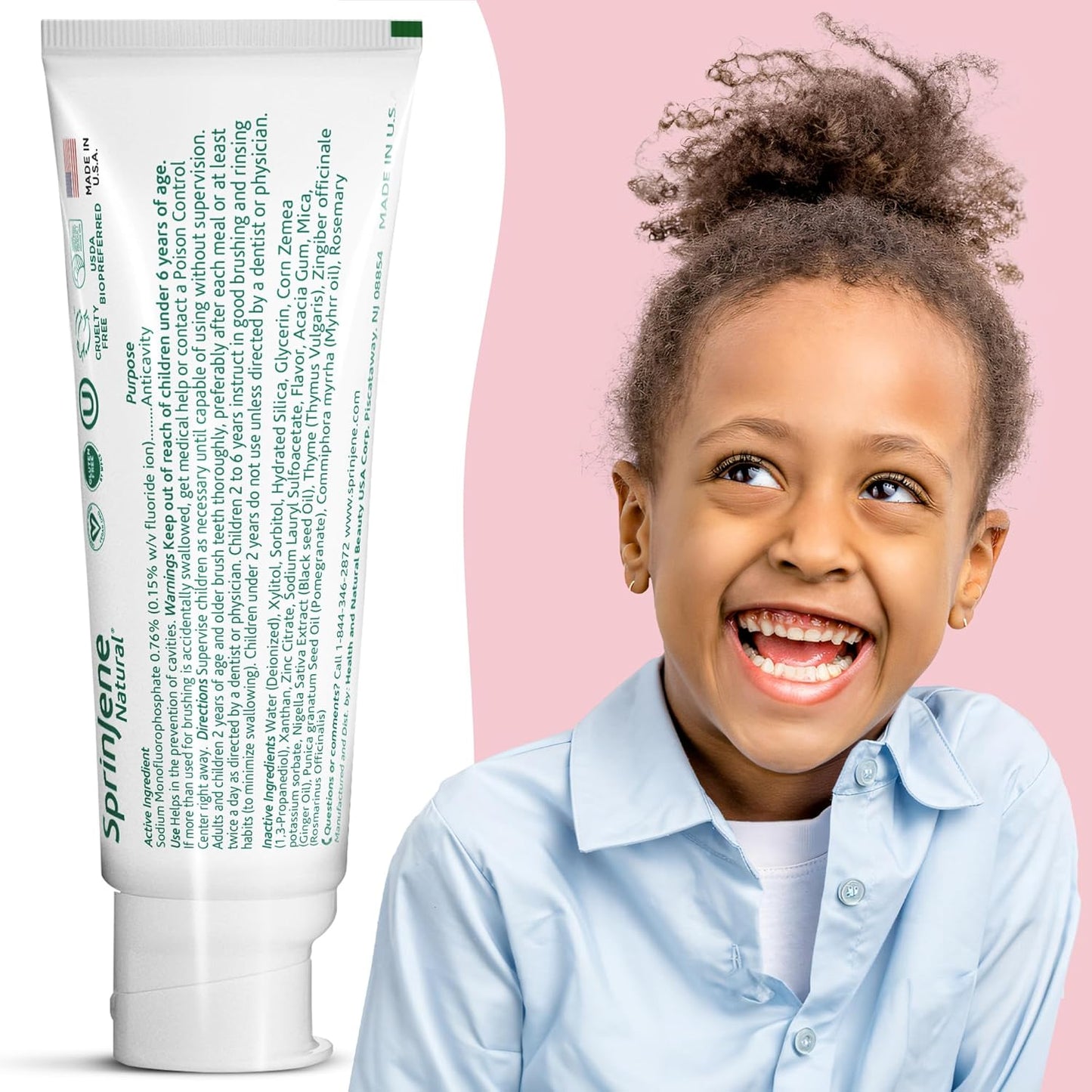 SprinJene Natural Kids Toothpaste, Strawberry | Natural Children’s Toothpaste | Fluoride Free Toothpaste for Toddlers | 1 Pack