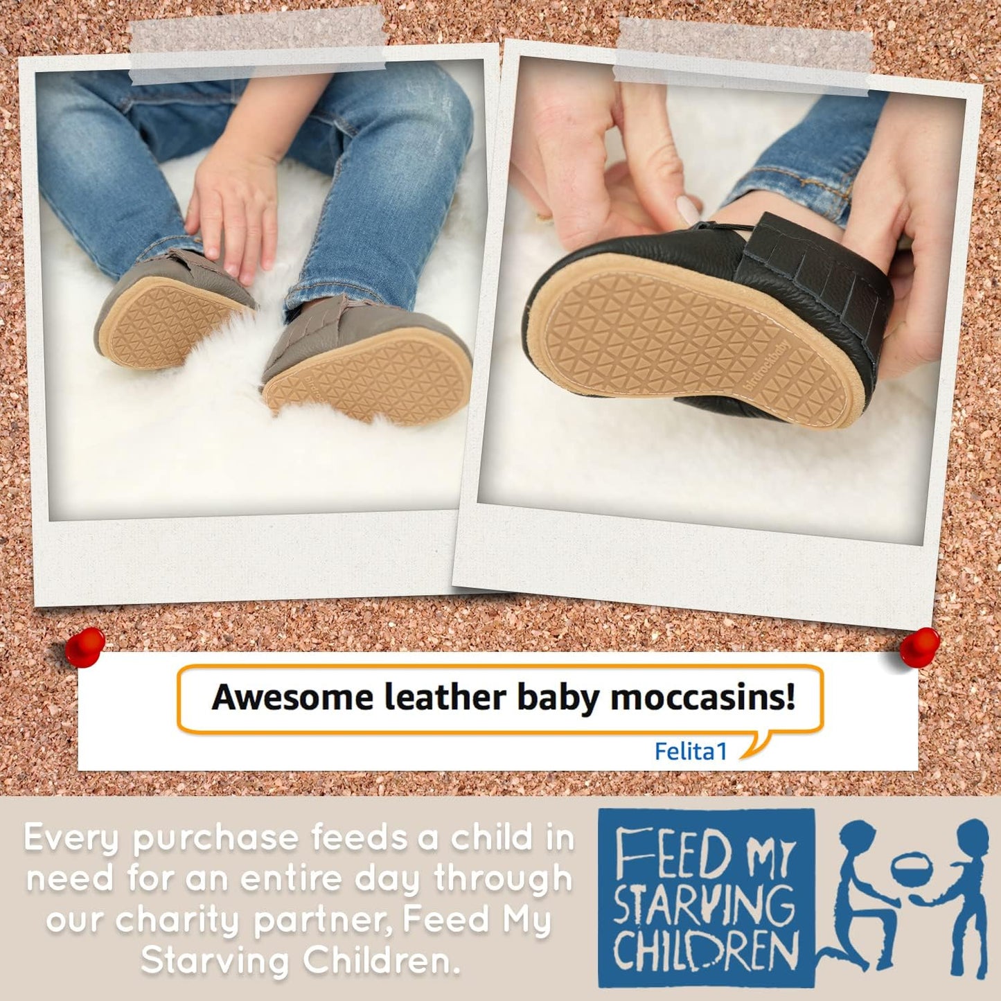 BirdRock Baby Hard Sole Moccasins - Genuine Leather Shoes for Boys and Girls