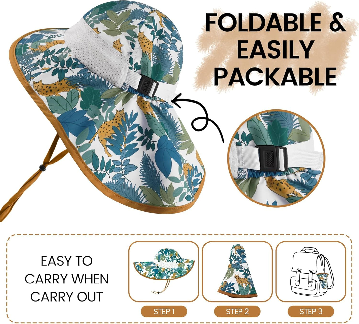 Baby Sun Hat with Neck Flap for Sun Protection Toddler Beach Hat UPF 50+ Outdoors 0-6 Years Boys Girls