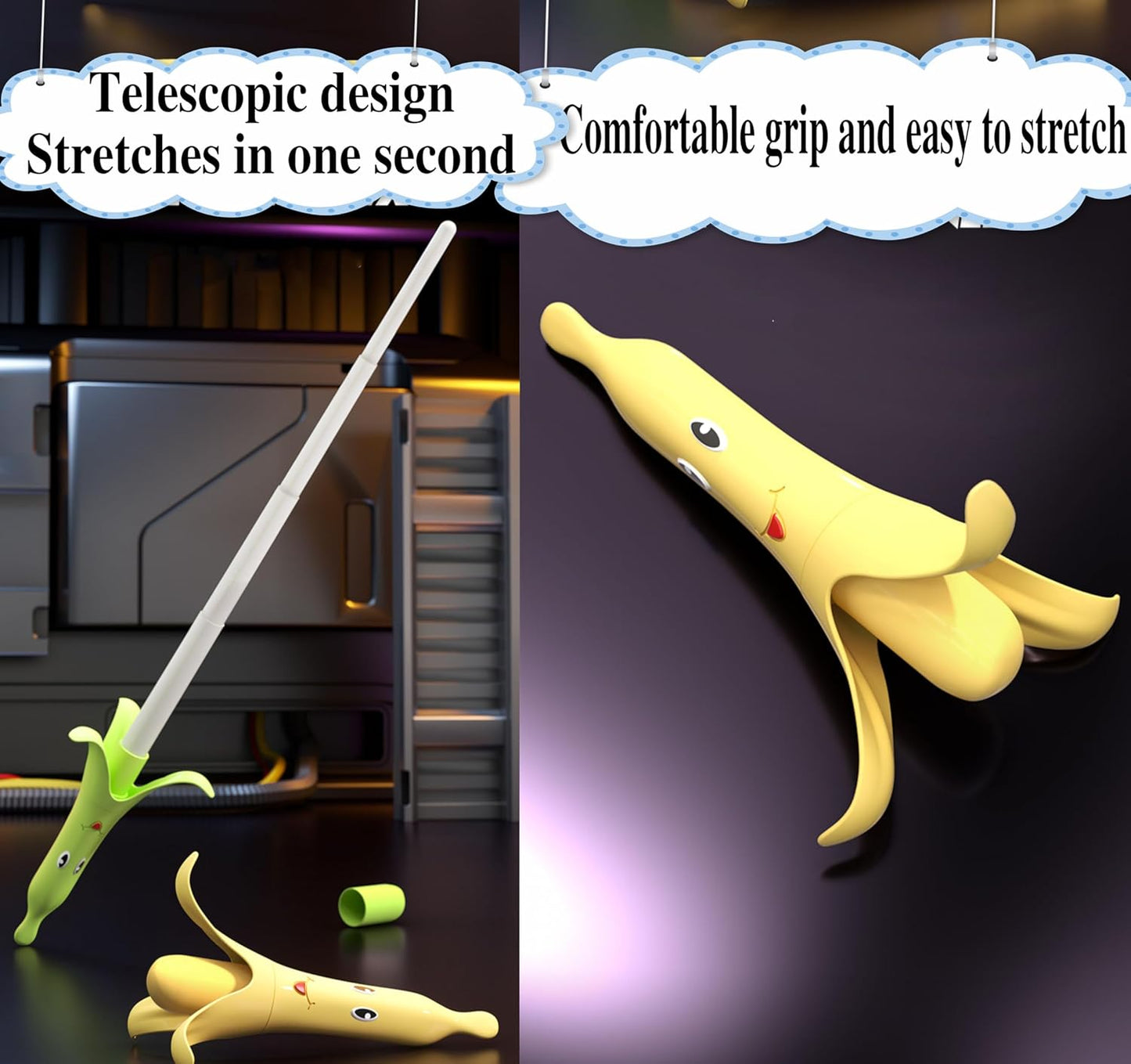 3D Printed Retractable Samurai Sword Fidget Toy Model for Decompression and Creative Play - Unique Plastic EDC Gift Small Banana Sword Green